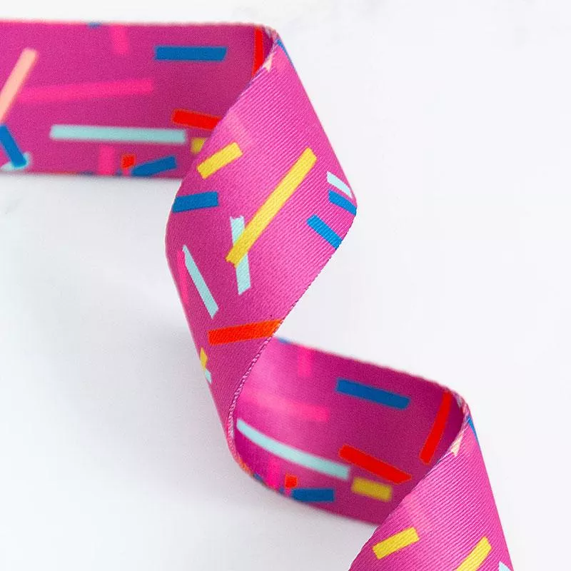 1.5" Wide Polyester Webbing - Ruby Star Society Pink Washi Tape