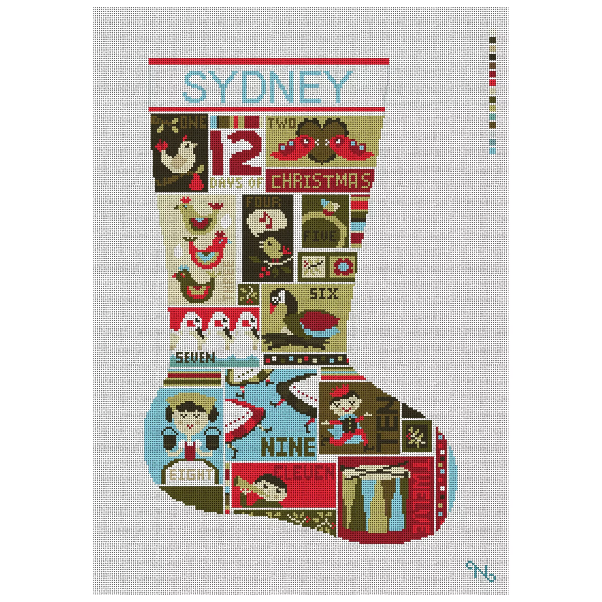 12 Days of Christmas Stocking Needlepoint Kit