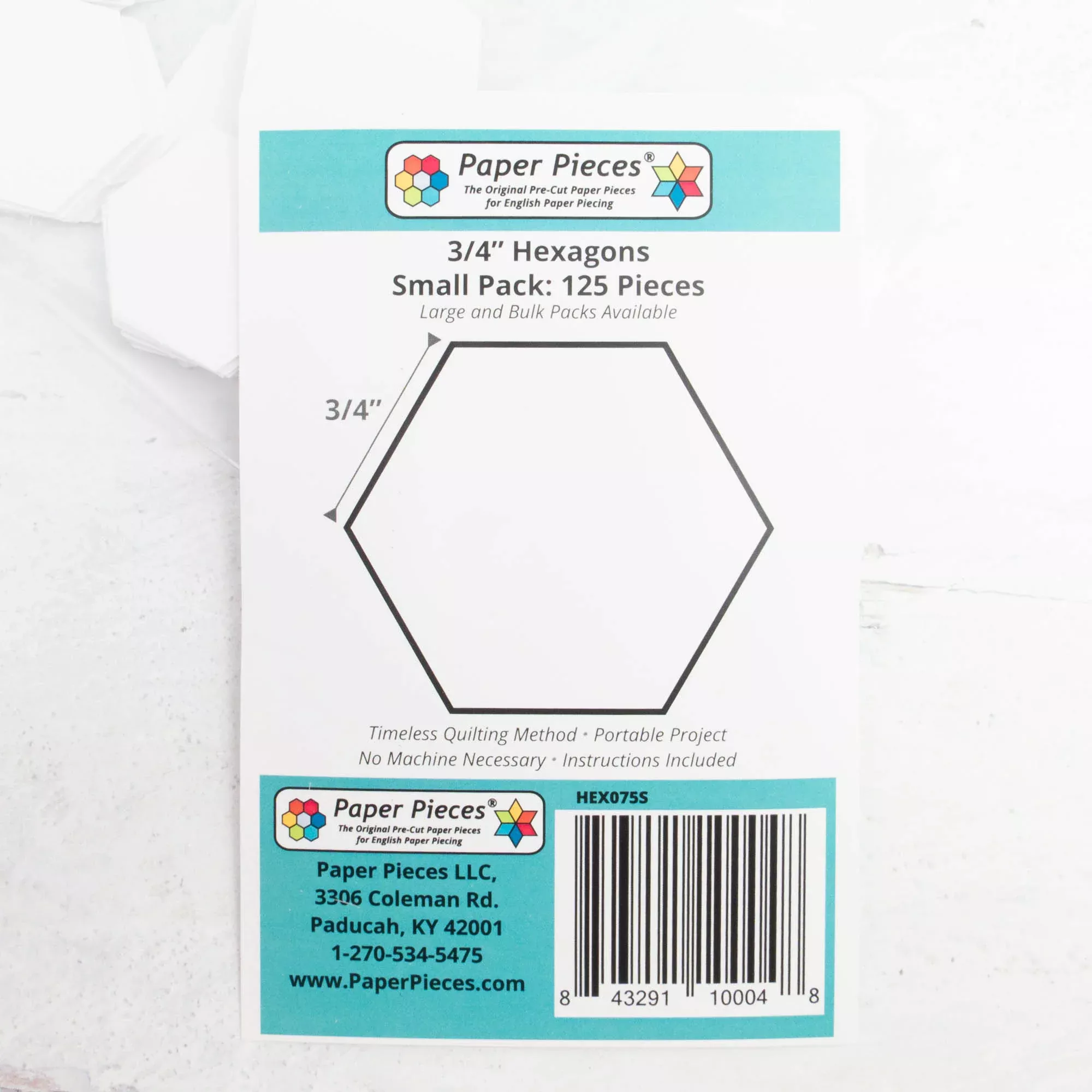 3/4" Hexagon Paper Pieces (125 pack)