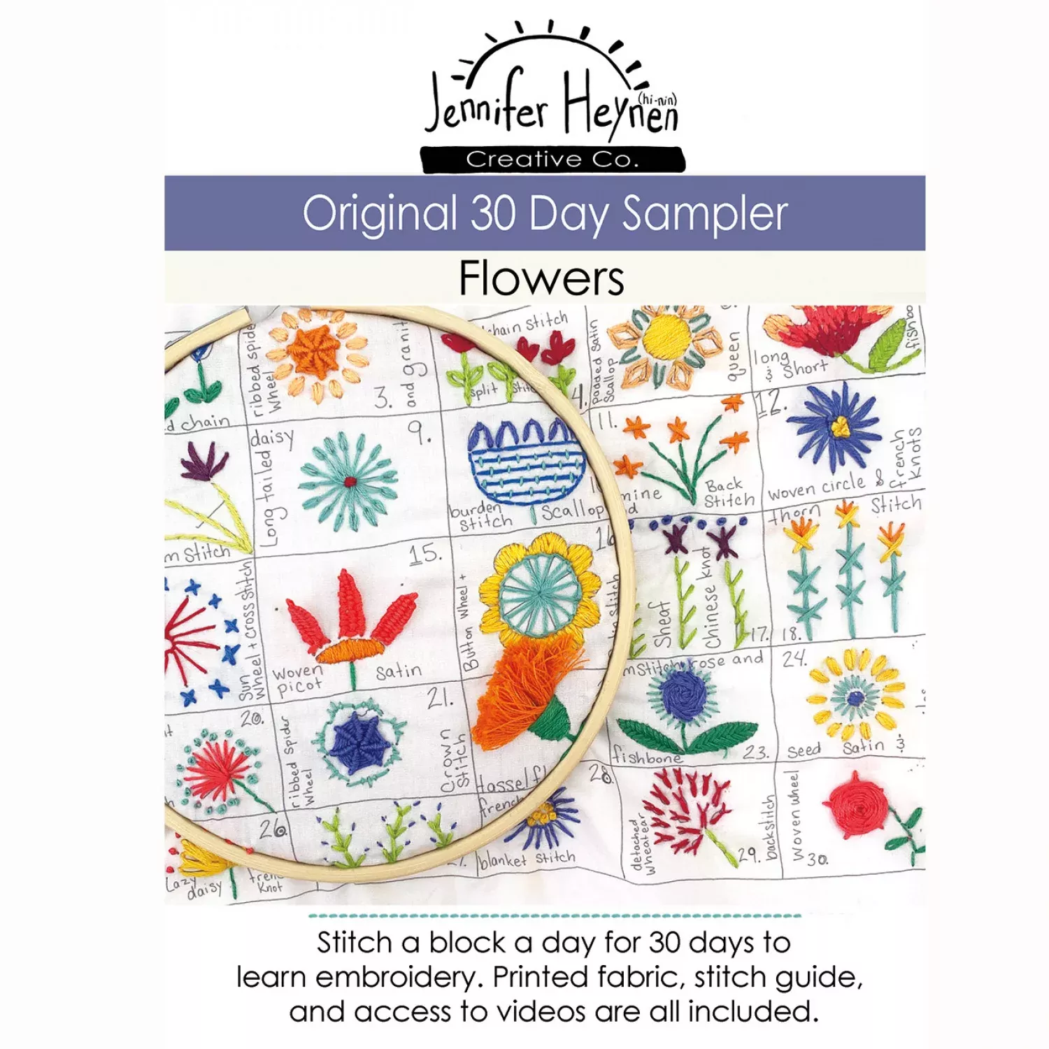 30 Day Embroidery Sampler - Flowers
