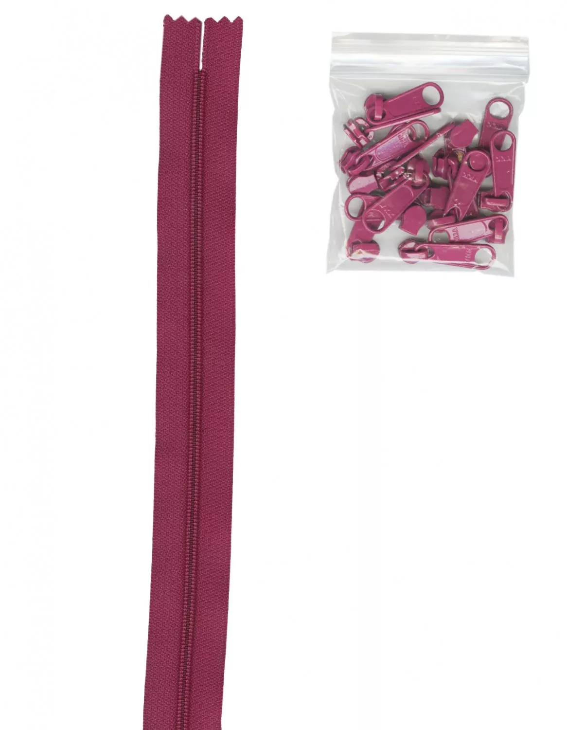 4 Yards of 16mm #4.5 Zipper Chain and 16 Extra-Large Coordinated Pulls Wild Plum # ZIPYD-258-Special Order