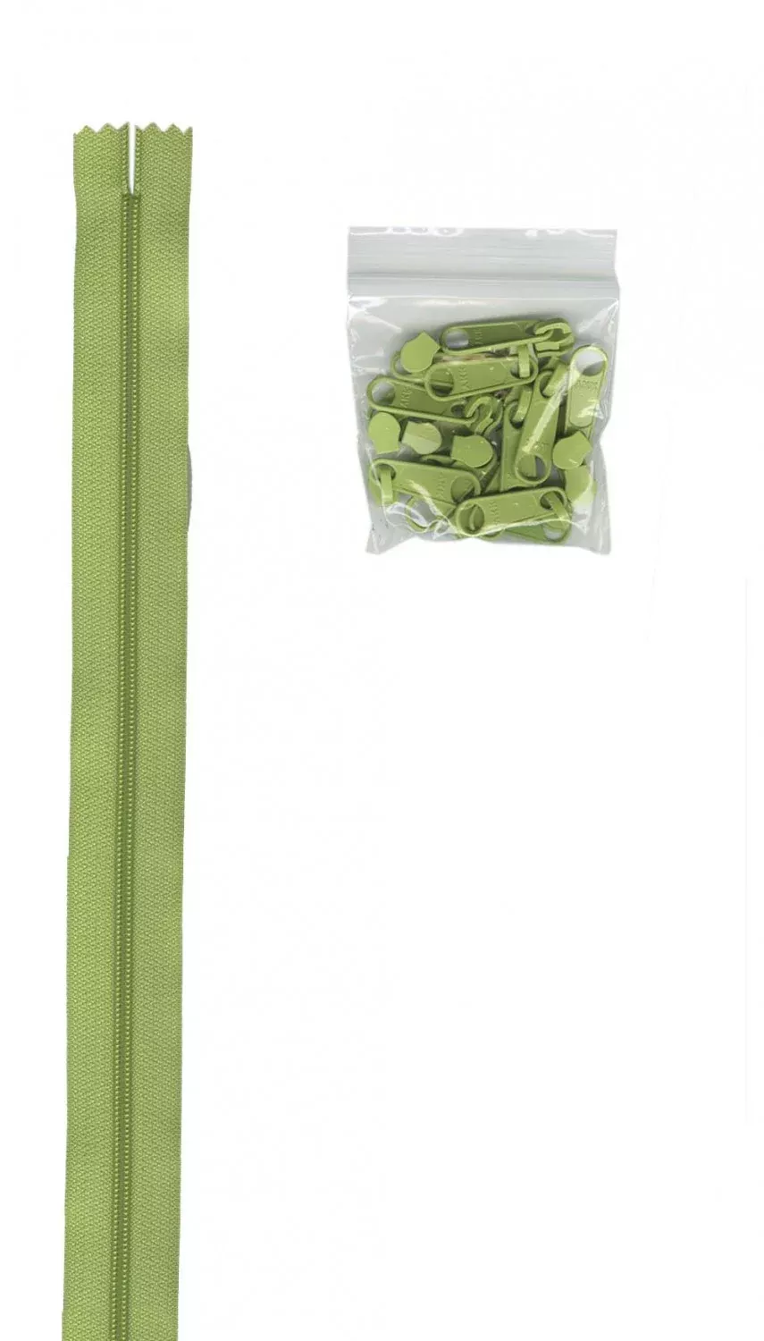 4 Yards of 16mm #4.5 Zipper Chain and 16 Extra-Large Coordinated PullsChartreuse # ZIPYD-198-Special Order