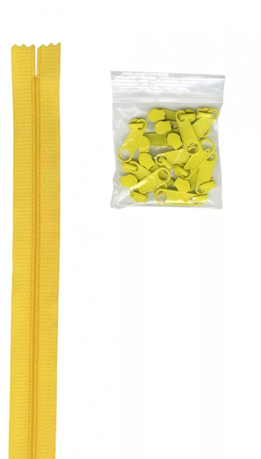 4 Yards of 16mm #4.5 Zipper Chain and 16 Extra-Large Coordinated PullsDandelion # ZIPYD-195-Special Order