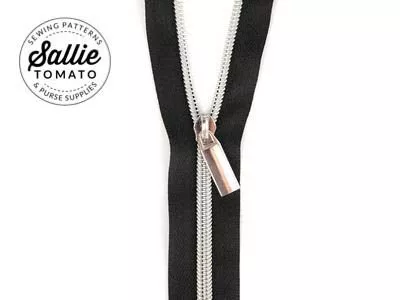 #5 Zippers by the Yard Black Tape Nickel Teeth Sallie Tomato