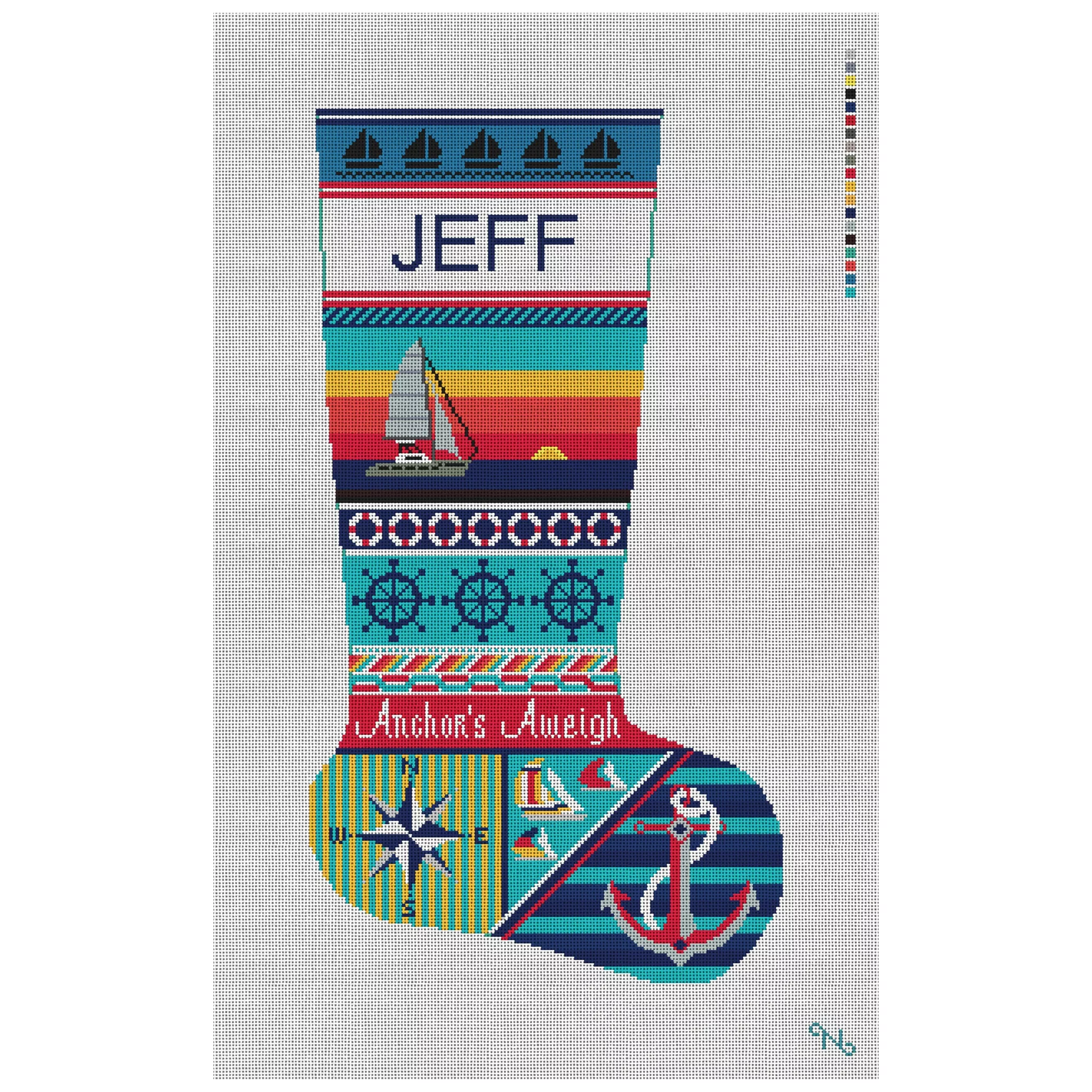 Anchors Aweigh Sailing Needlepoint Stocking Kit