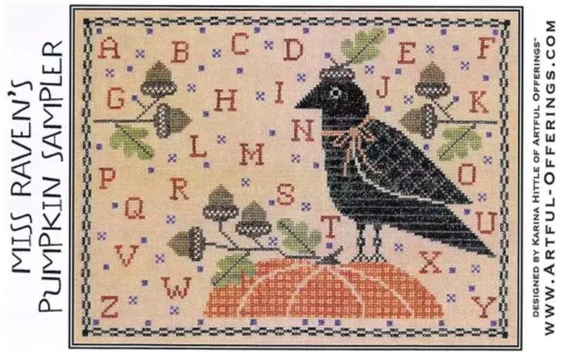 Artful Offerings ~ Miss Raven’s Pumpkin Sampler – Autumn Cross Stitch ~ Anabella’s