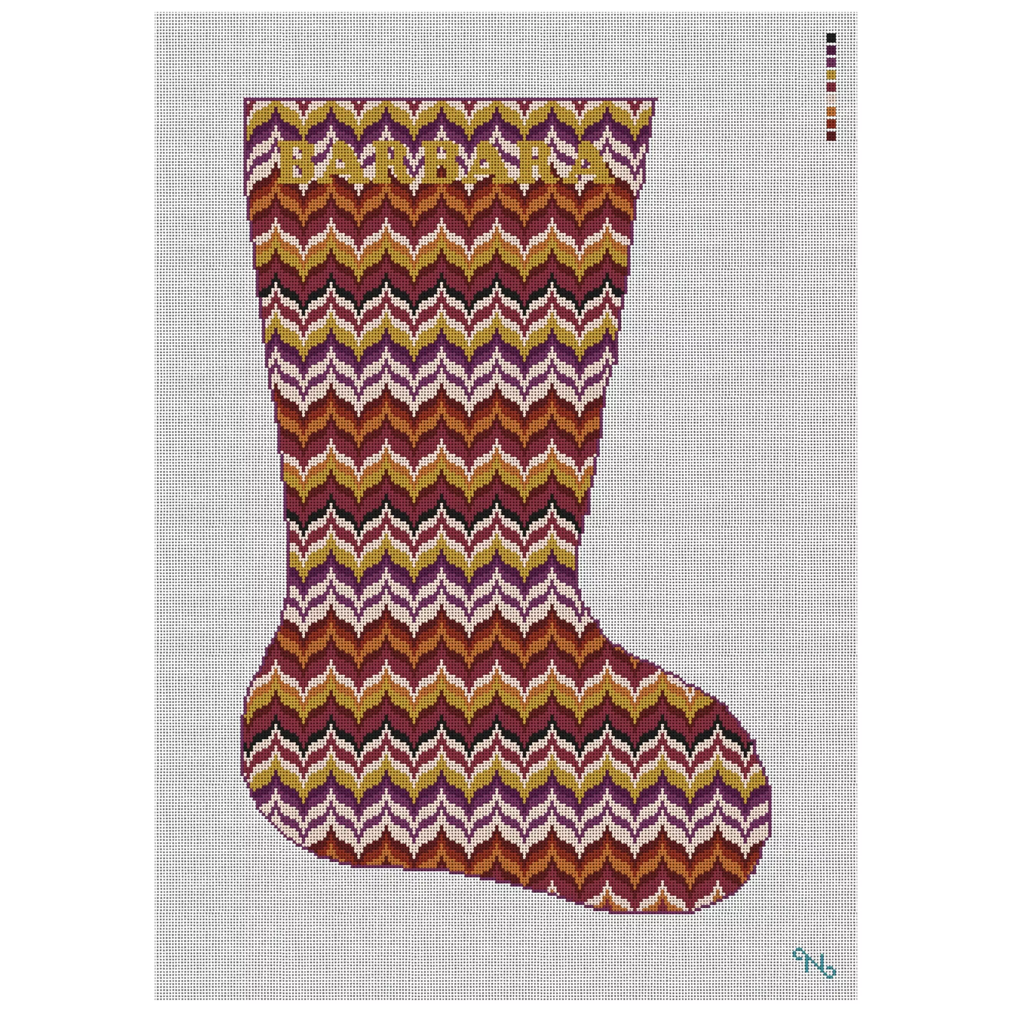 Autumn Wave Bargello Stocking Needlepoint Kit