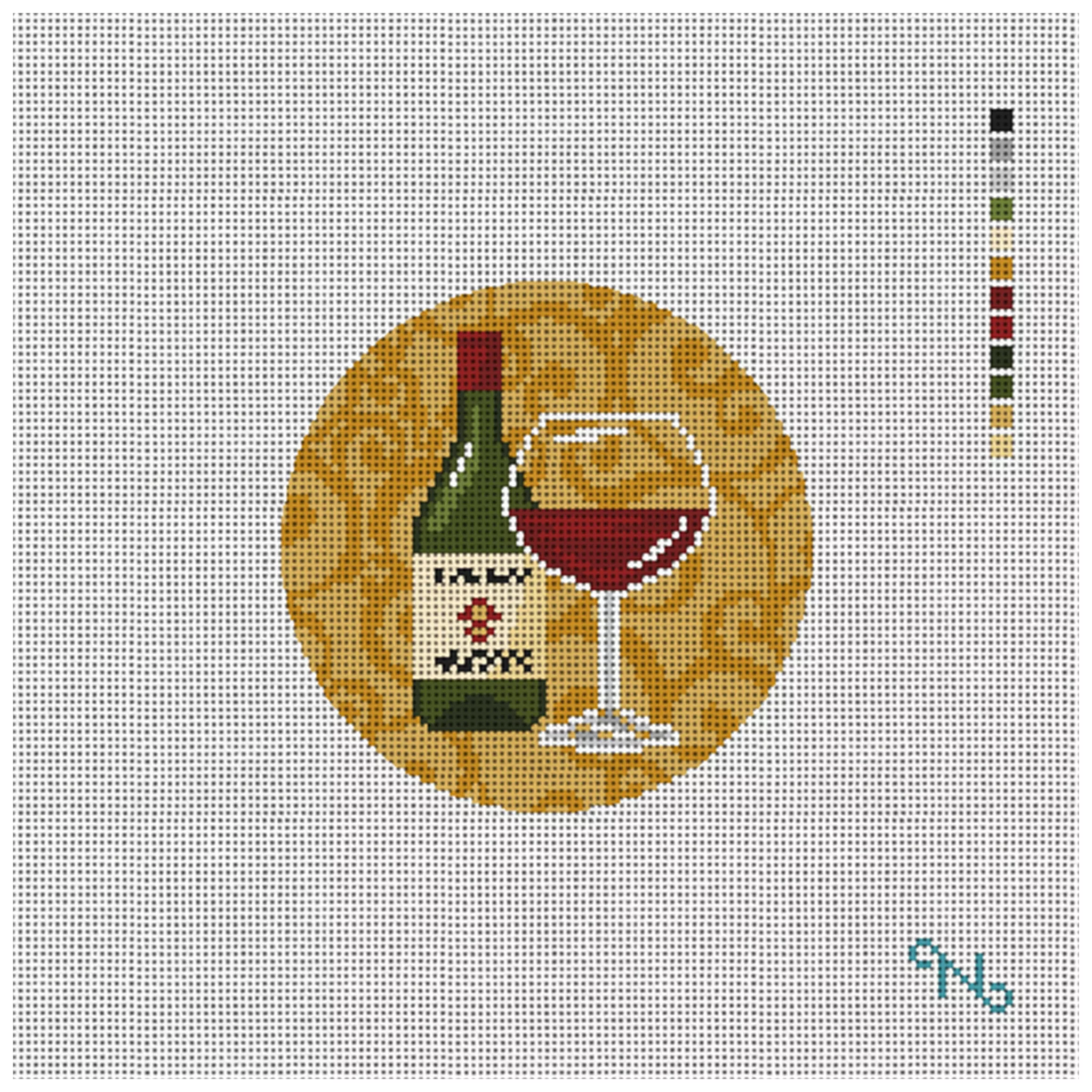 Balanced Red Wine Needlepoint Coaster Ornament Kit