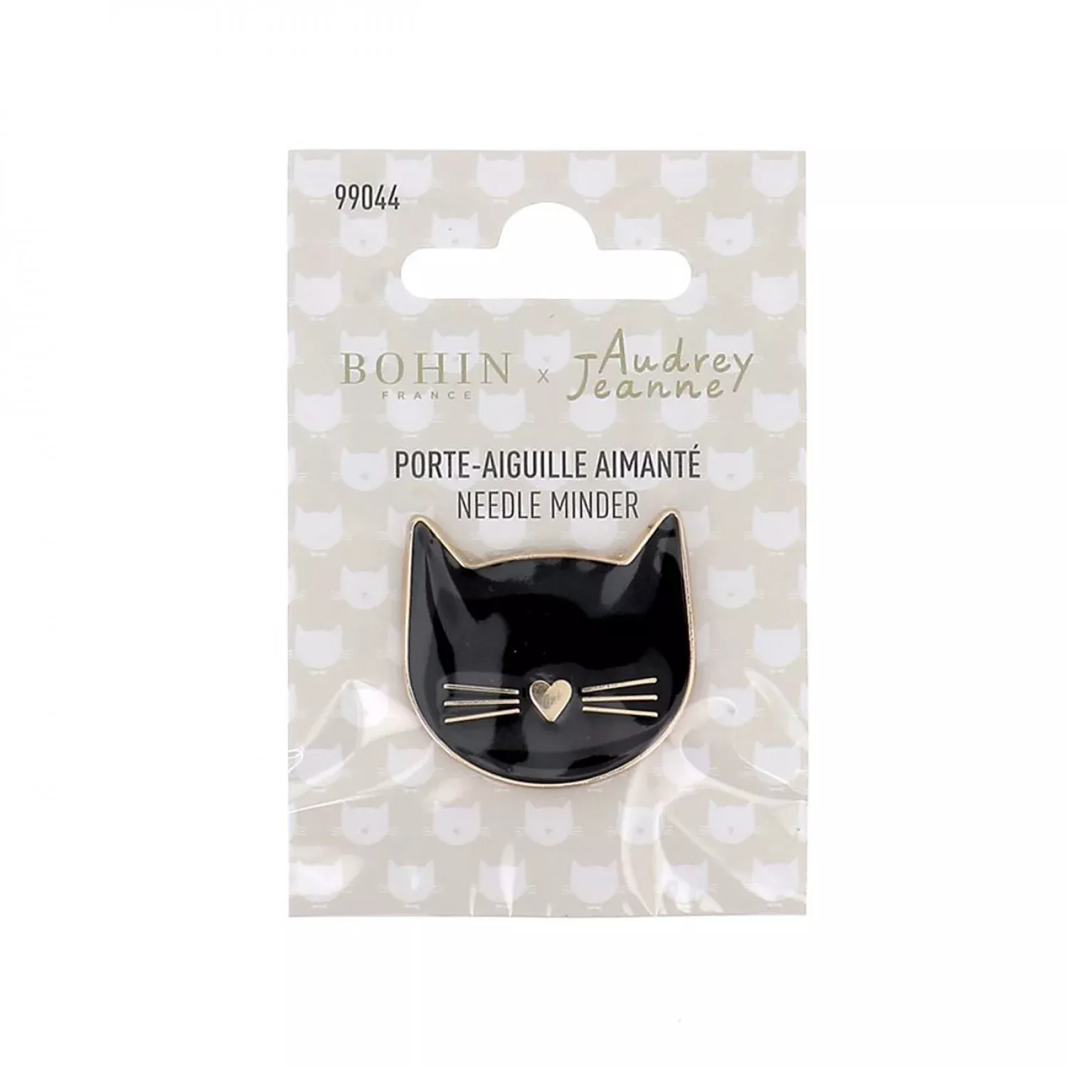 Black Cat Face Enamel Needle Minder