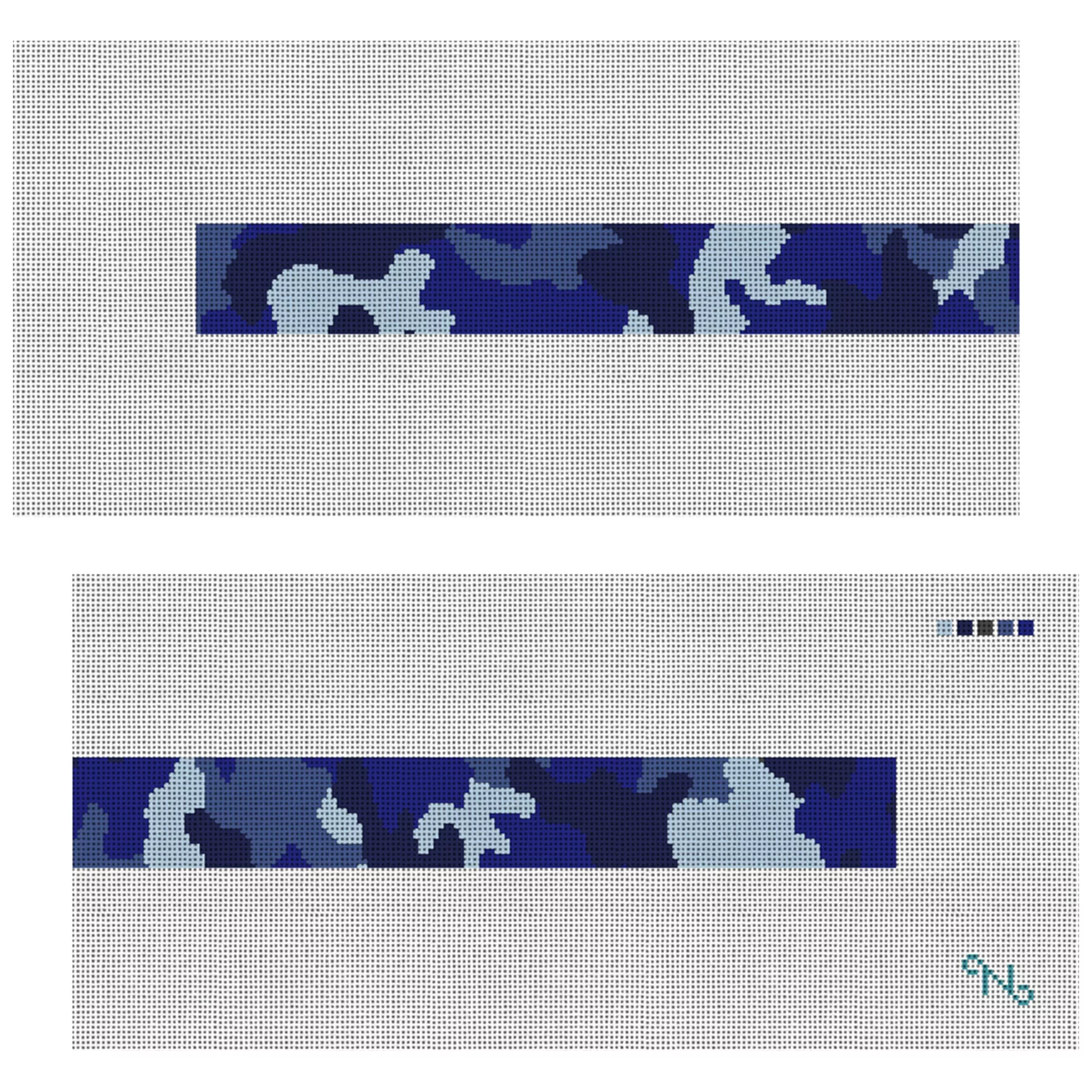 Blue Camouflage Needlepoint Dog Collar Kit