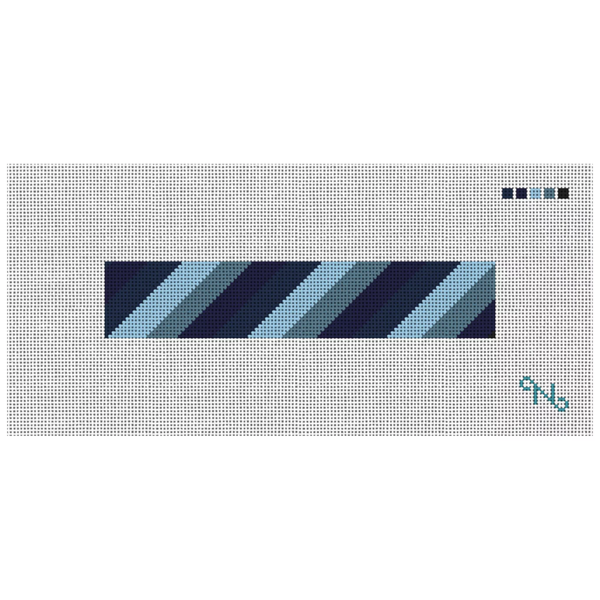 Blue Diagonal Simple Needlepoint Key Fob Kit