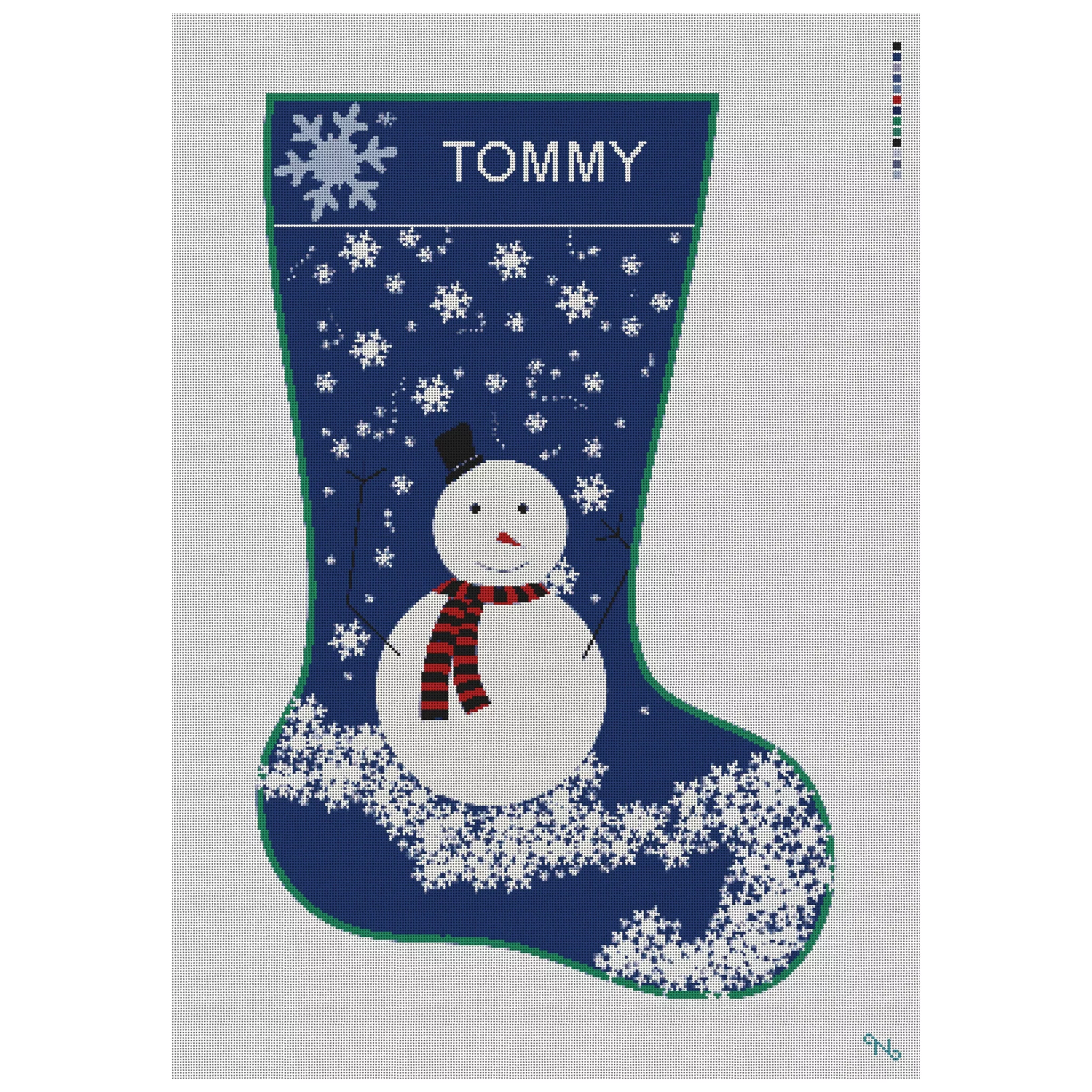 Blue Snowman Needlepoint Stocking Kit