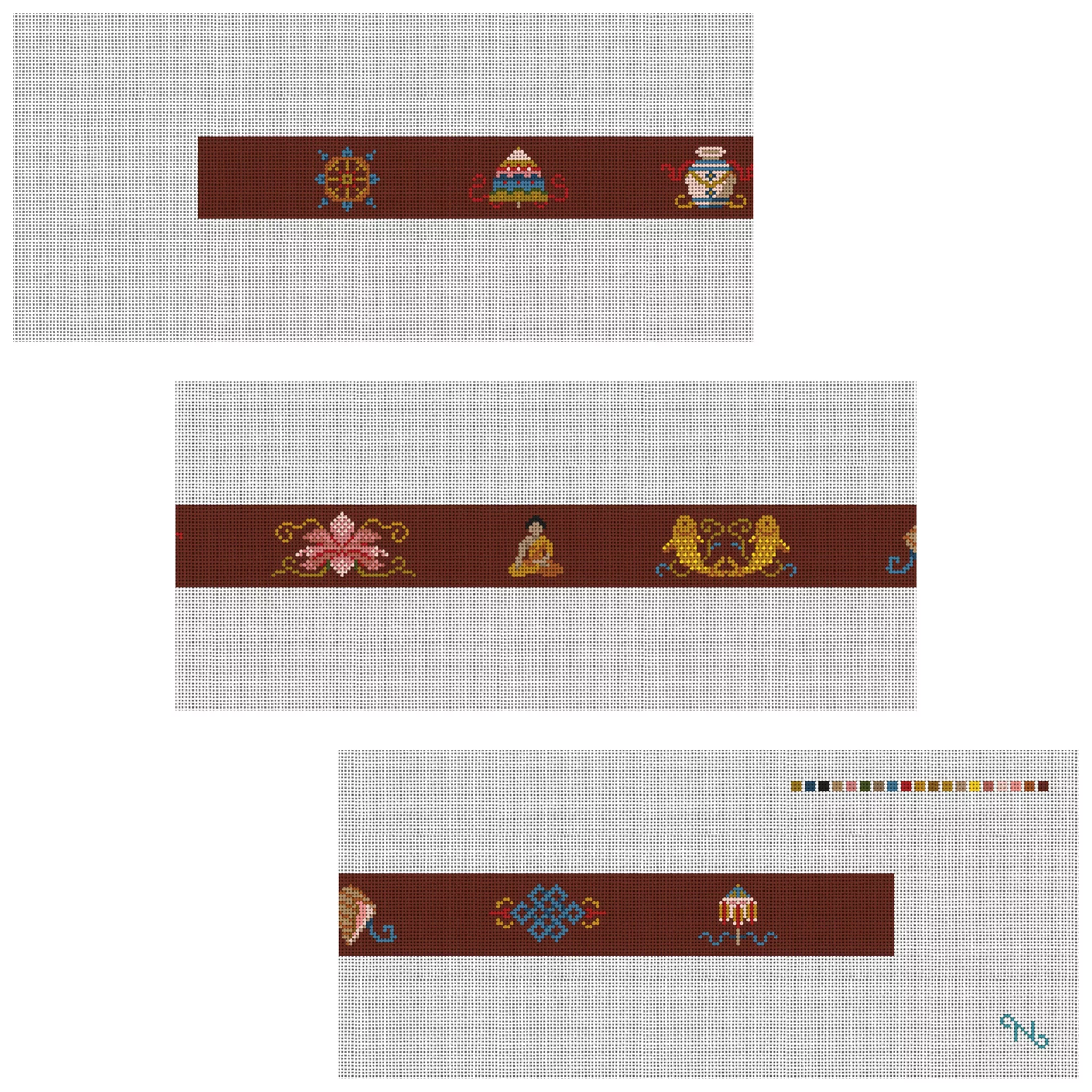 Buddhist Symbols Needlepoint Belt Kit