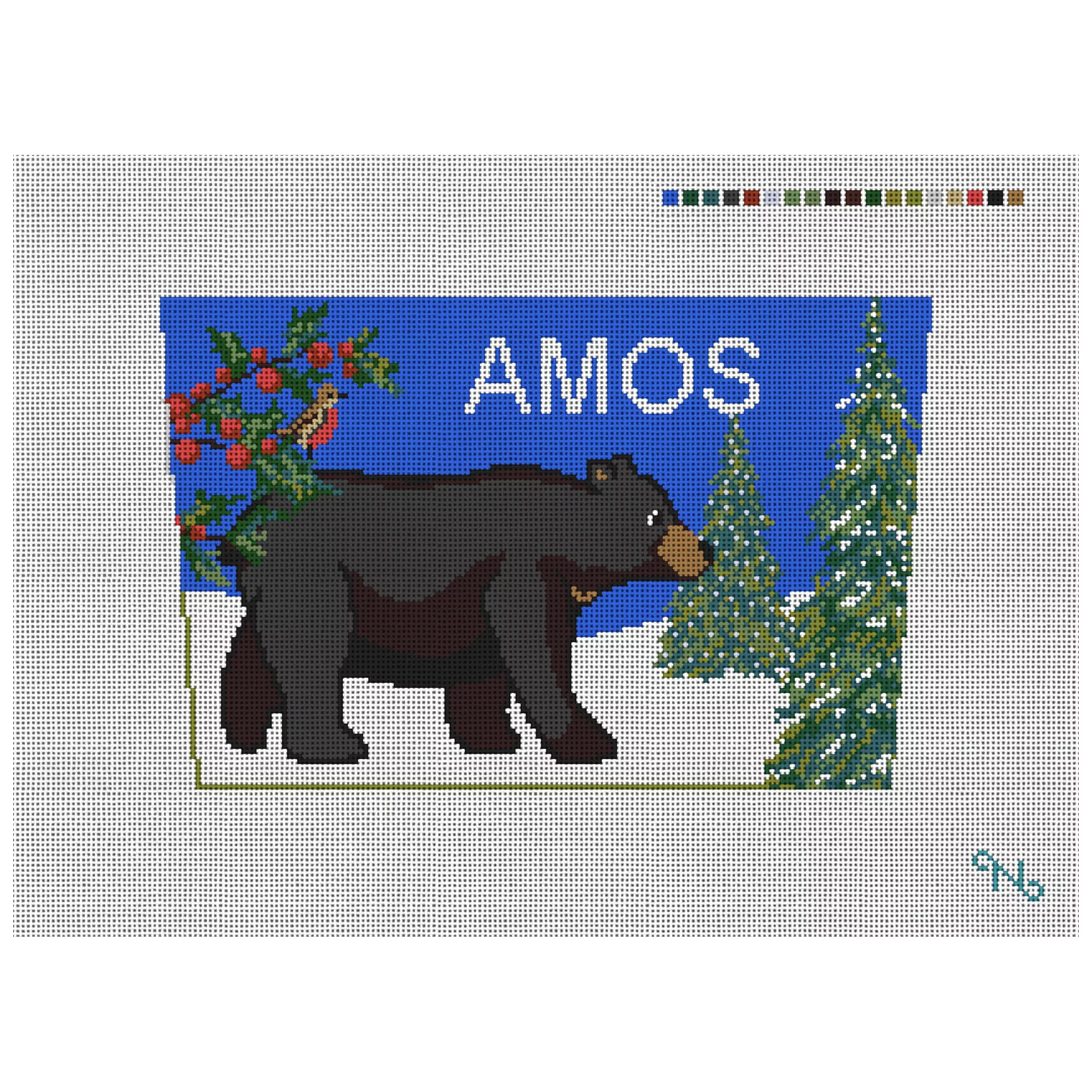 Burly Black Bear Stocking Cuff Needlepoint Kit