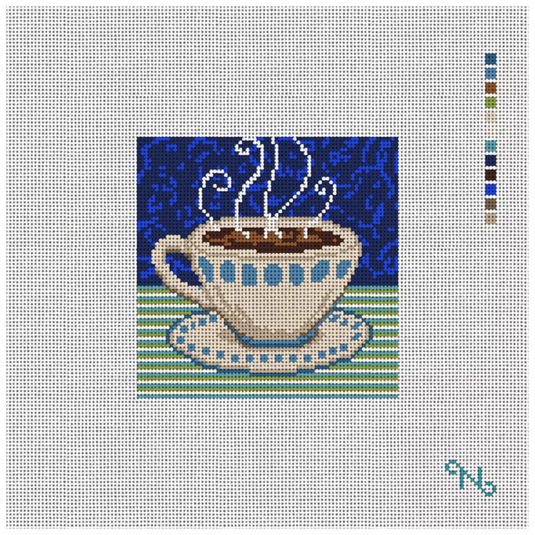 Cafe Au Lait Needlepoint Coaster Ornament Kit