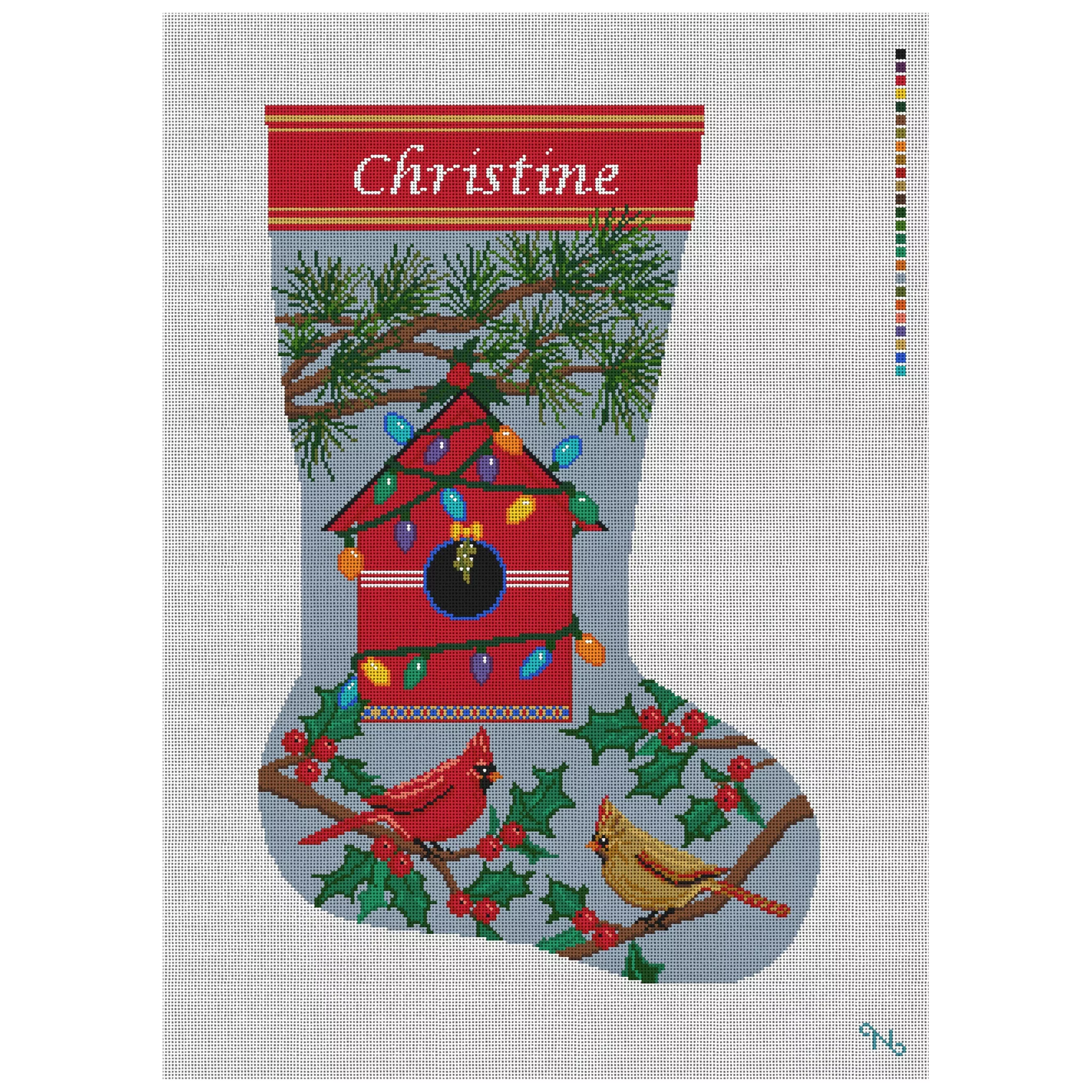 Cardinal's Birdhouse Stocking Needlepoint Kit