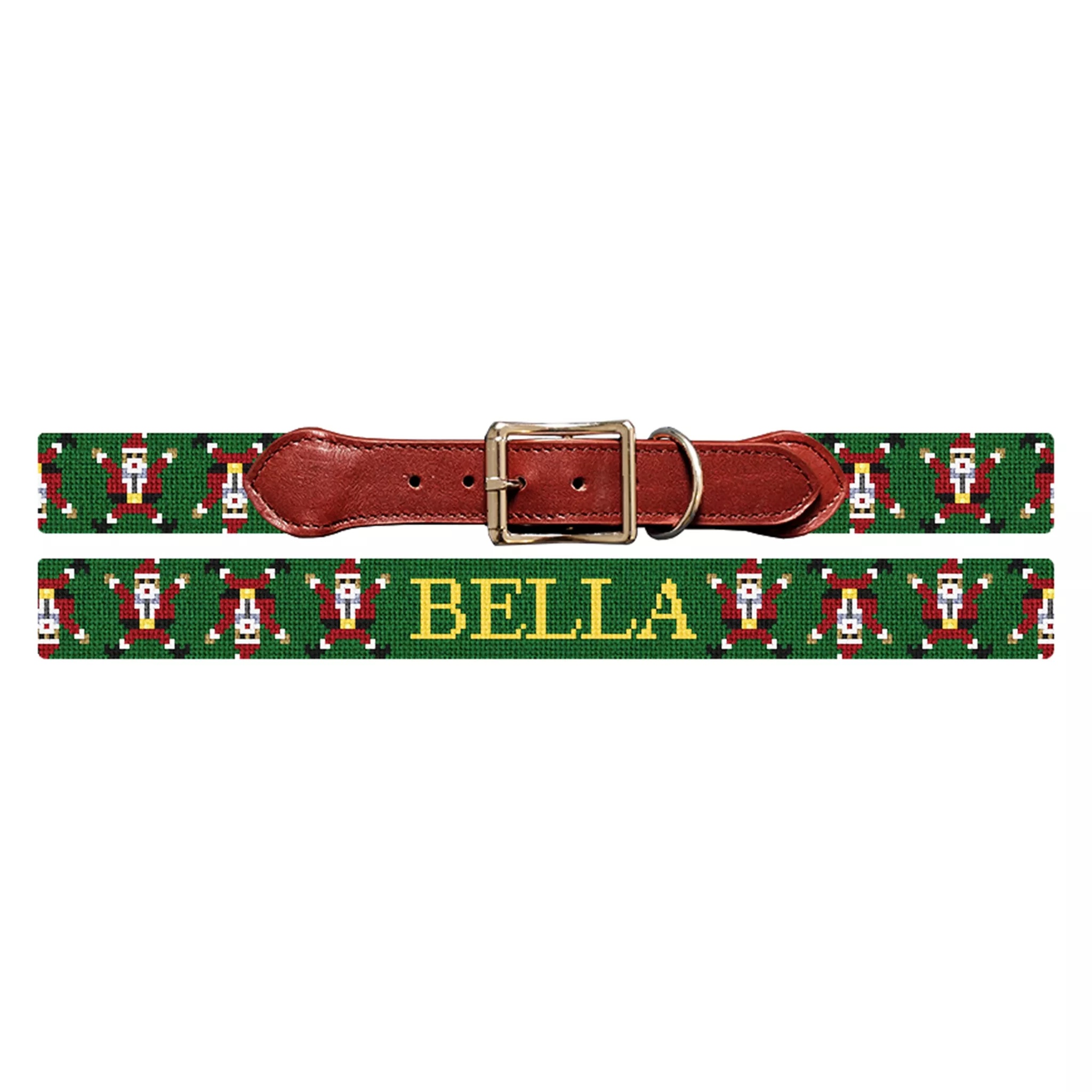 Cartwheeling Santa Needlepoint Dog Collar