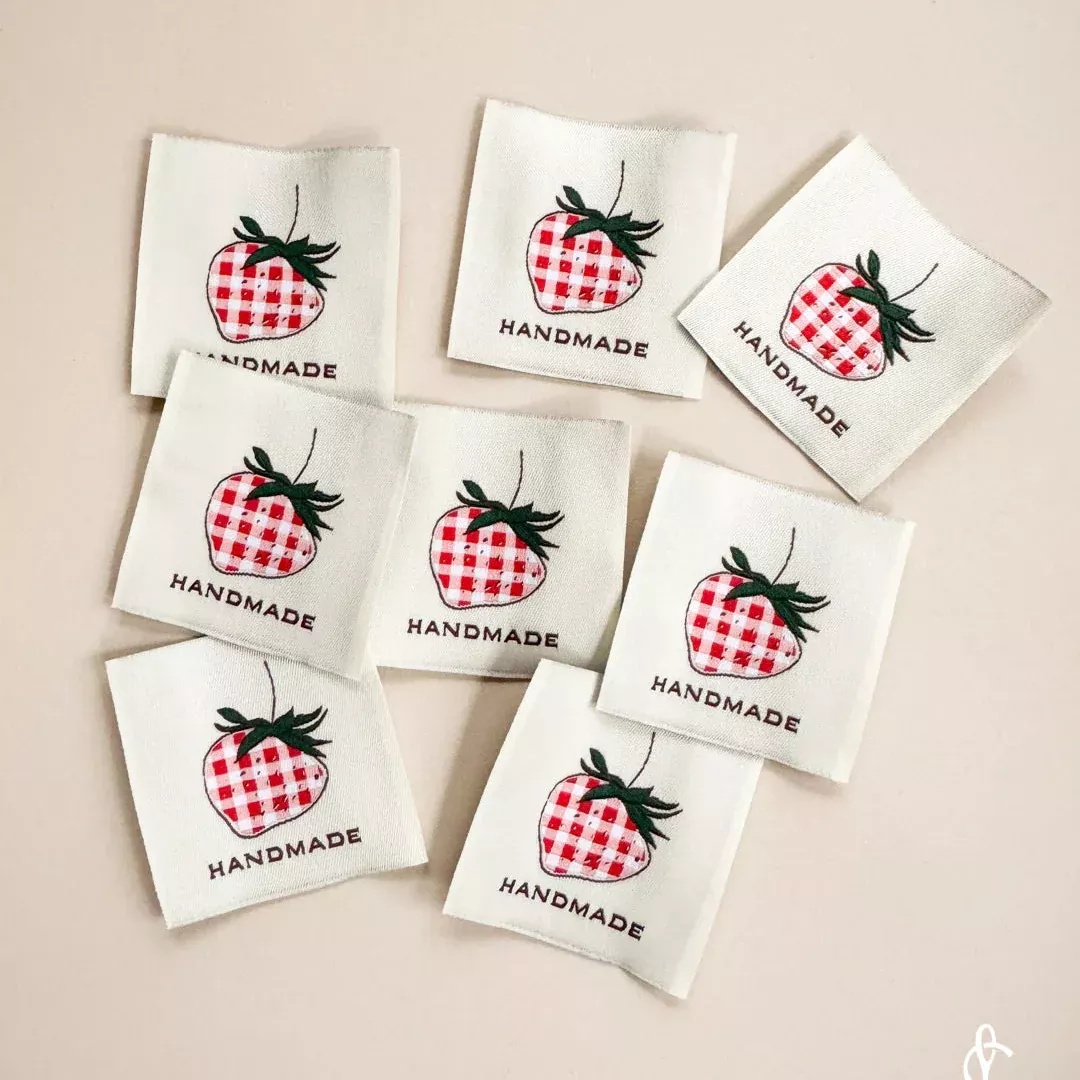 Check Strawberry Woven Labels