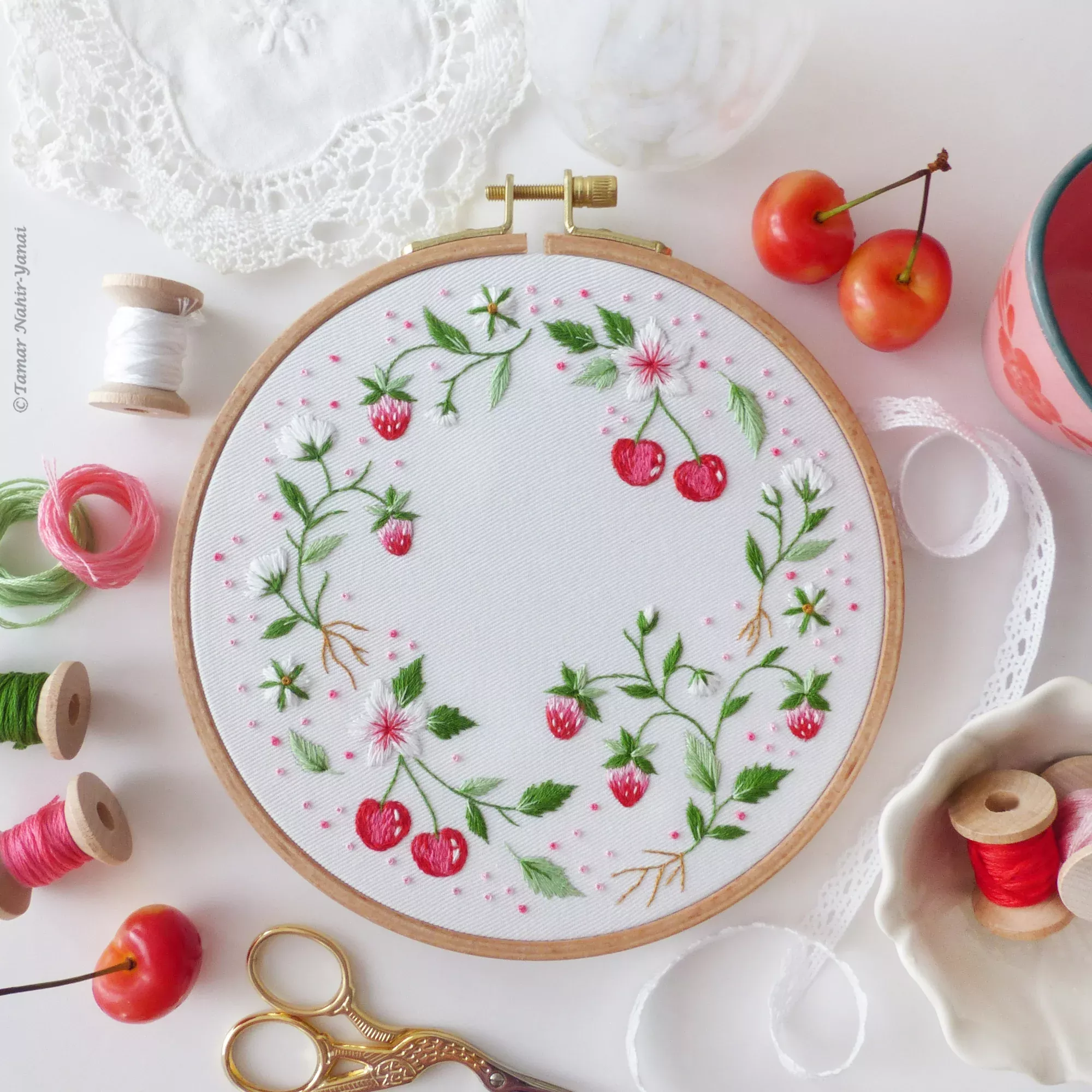Cherries & Strawberries Embroidery Kit