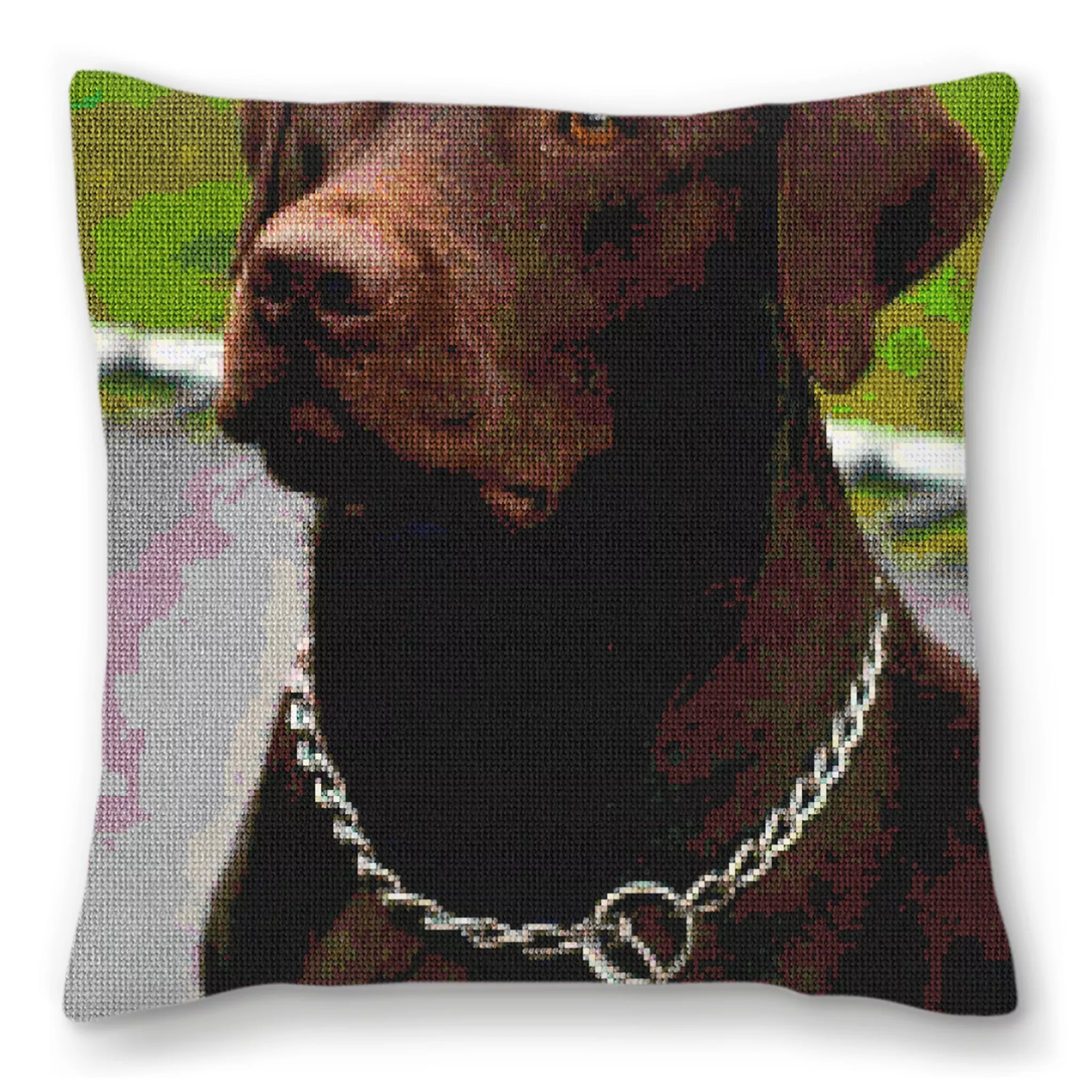 Chocolate Lab Needlepoint Customized Pillow