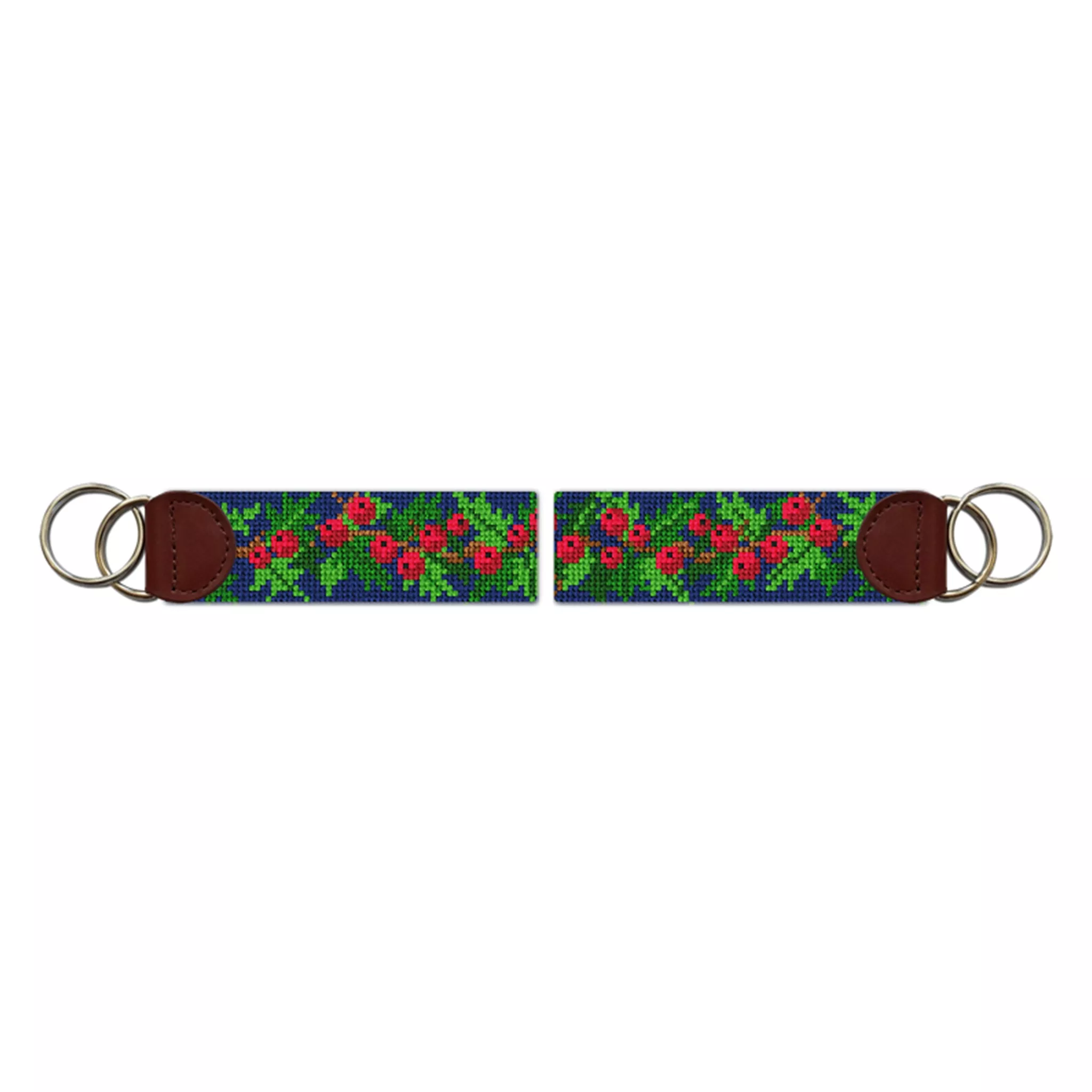 Christmas Holly Needlepoint Key Fob