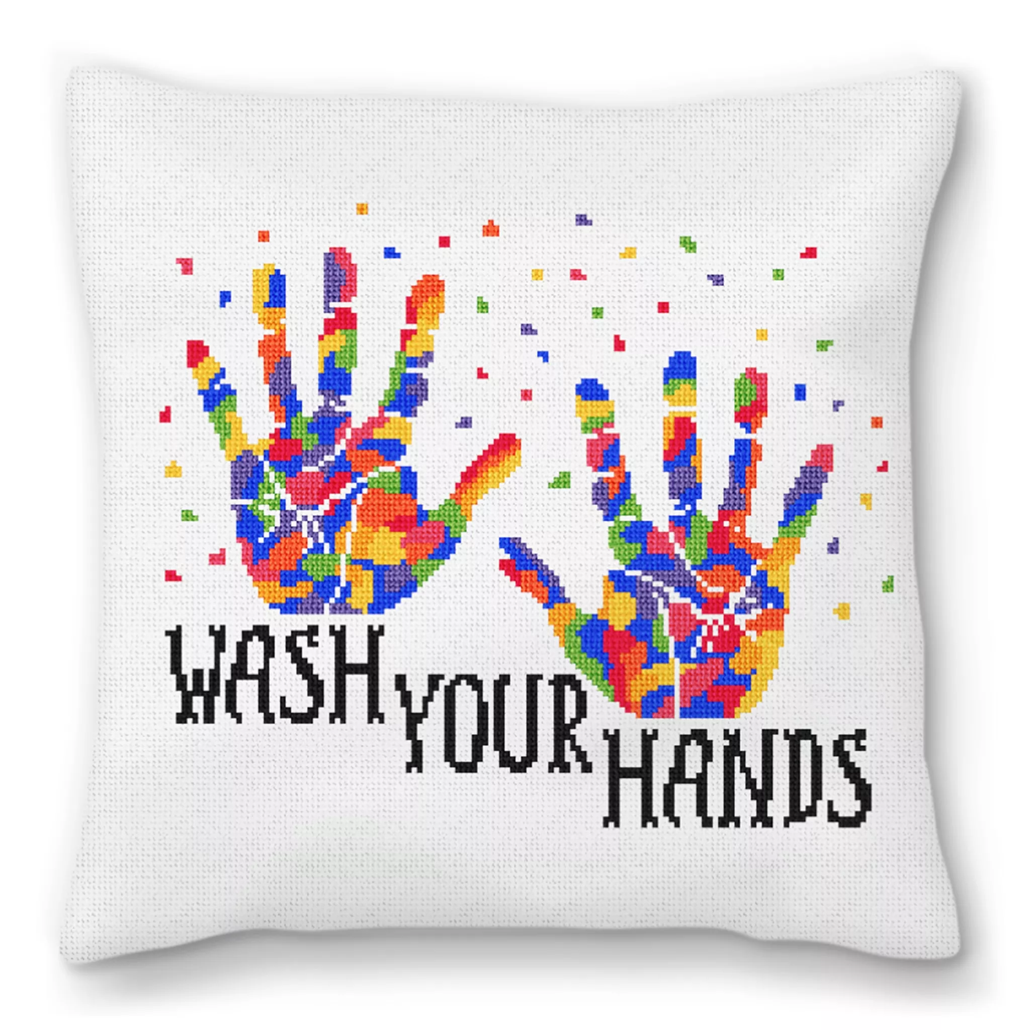 Clean Your Hands Needlepoint Pillow