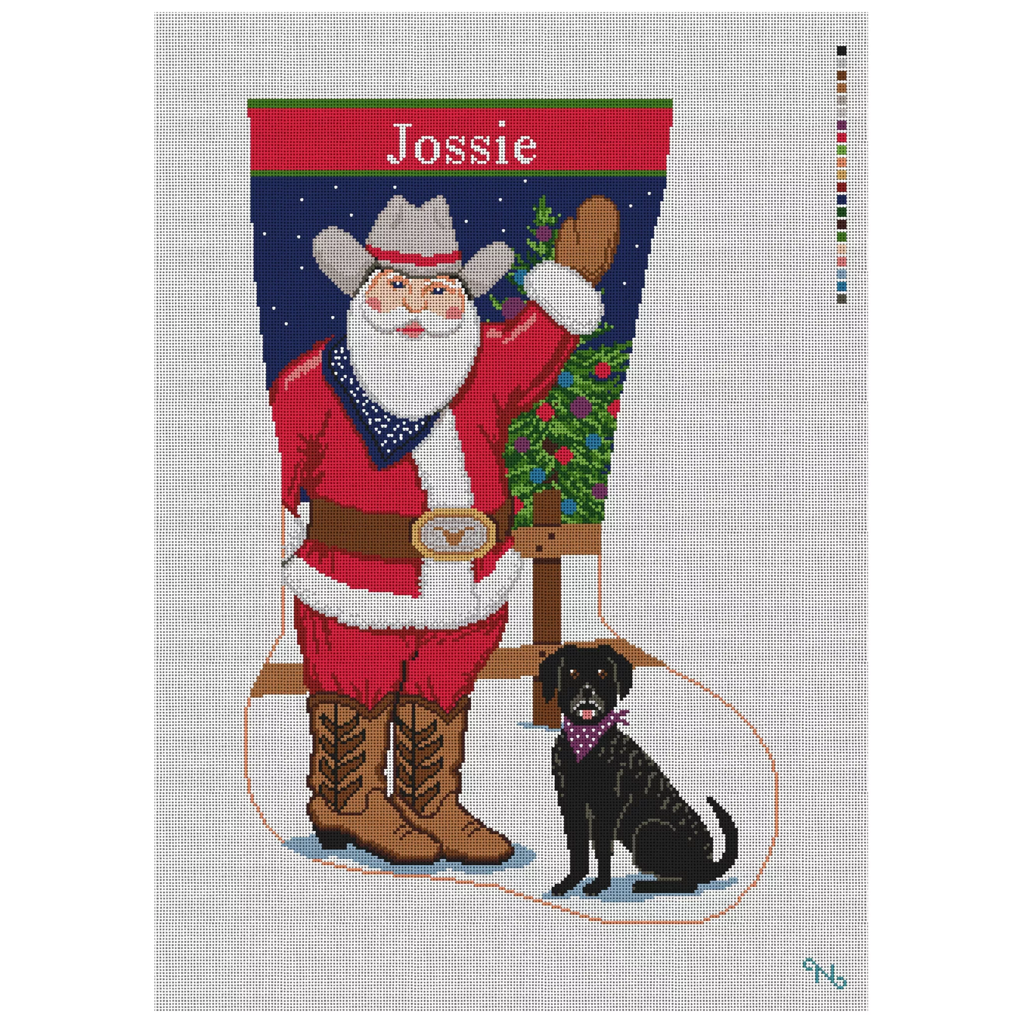 Cowboy Santa Stocking Needlepoint Kit