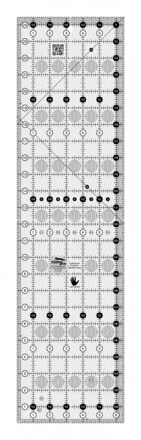 Creative Grids Left Handed Rectangle Quilt Ruler 6-1/2in x 24-1/2inCGR24LEFT