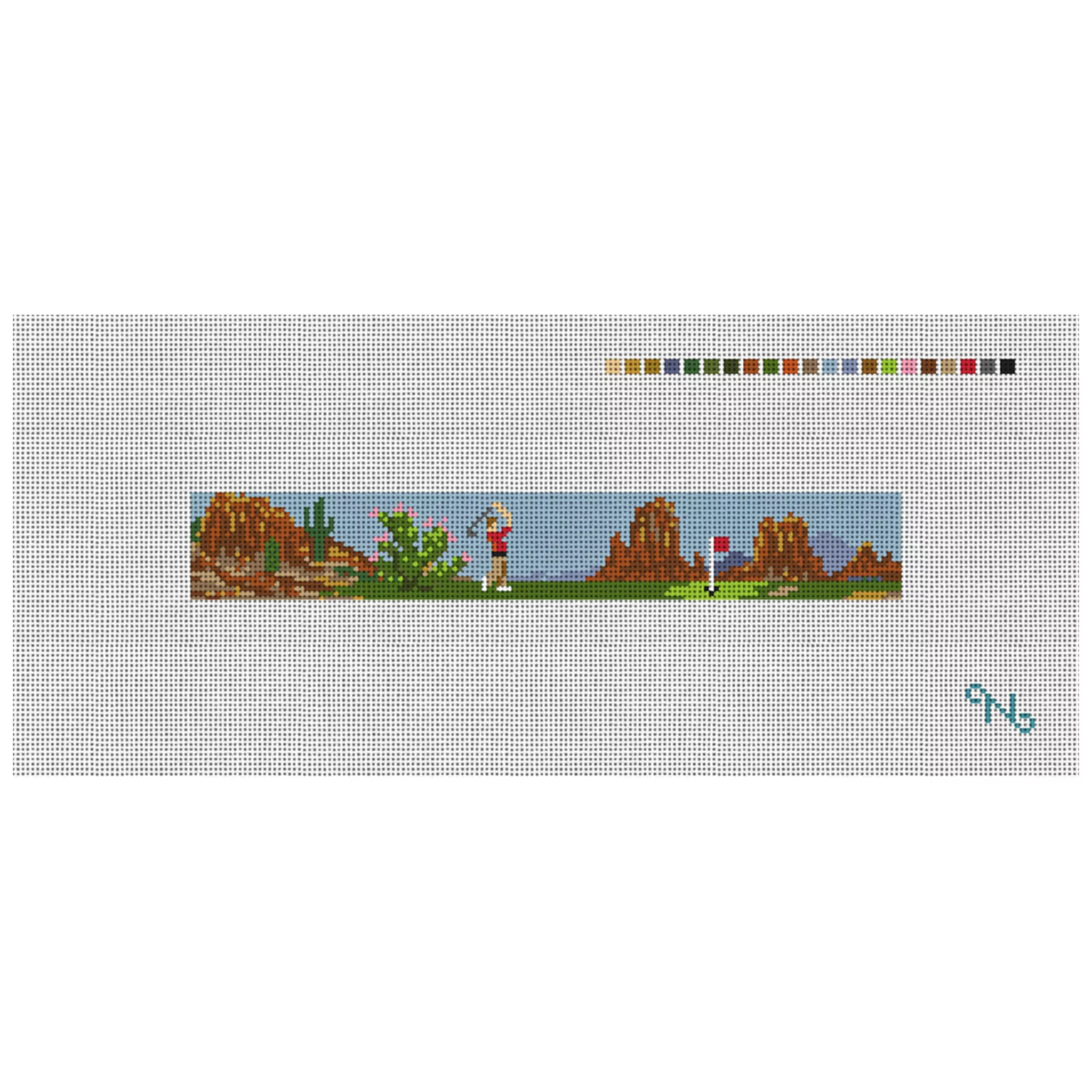 Desert Golf Landscape Needlepoint Key Fob Kit