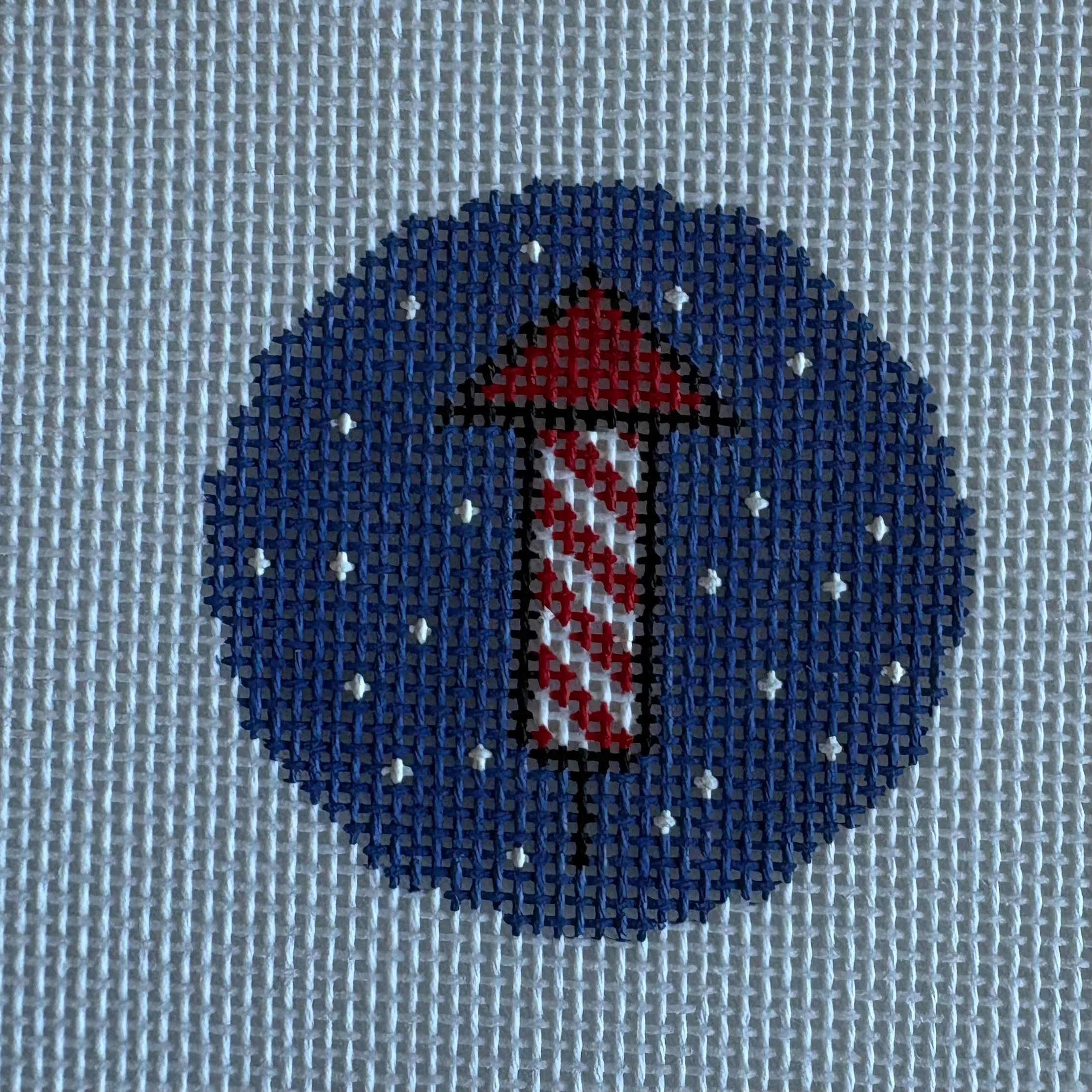 Fireworks bag tag mini red on navy