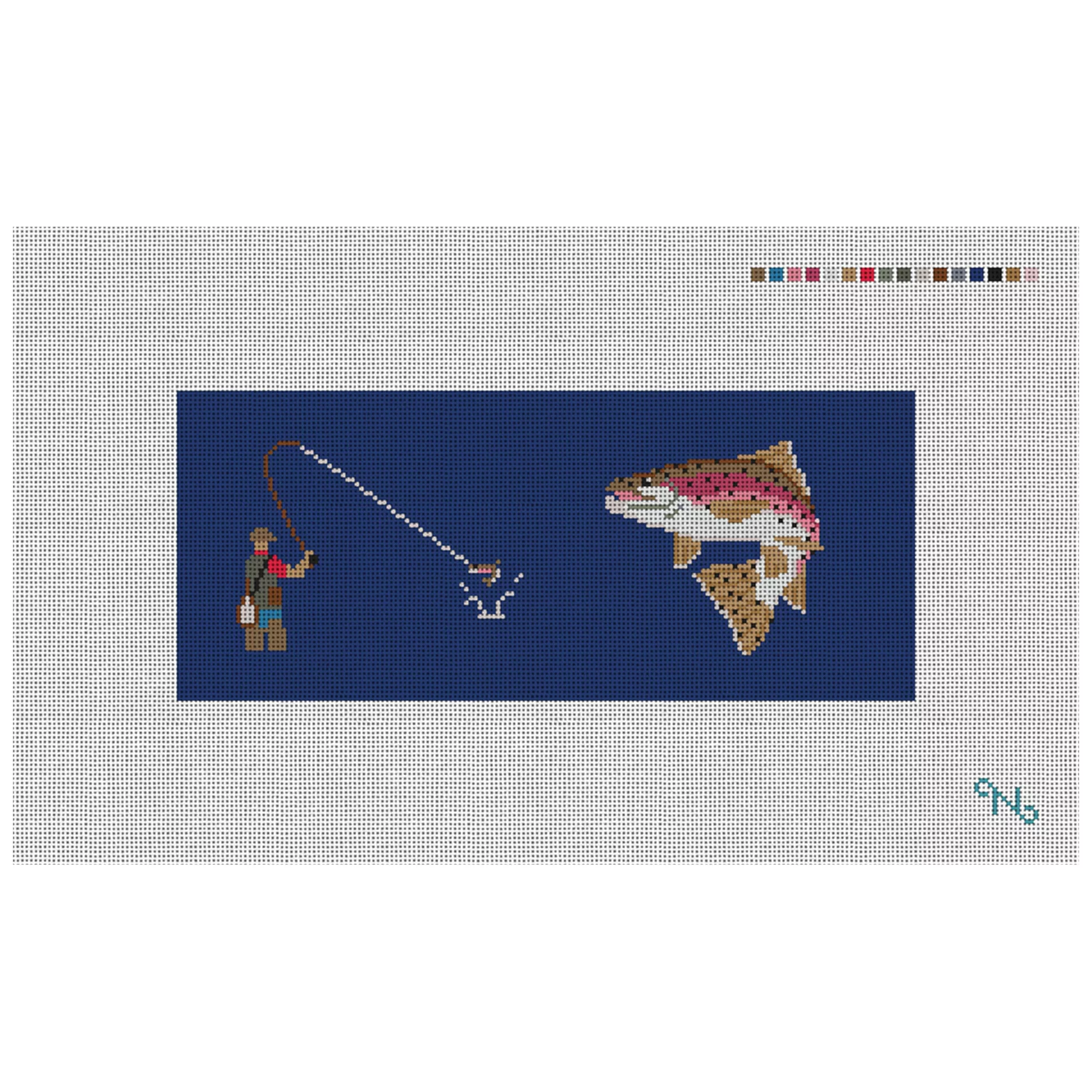 Fly Fishing Needlepoint Flask Kit