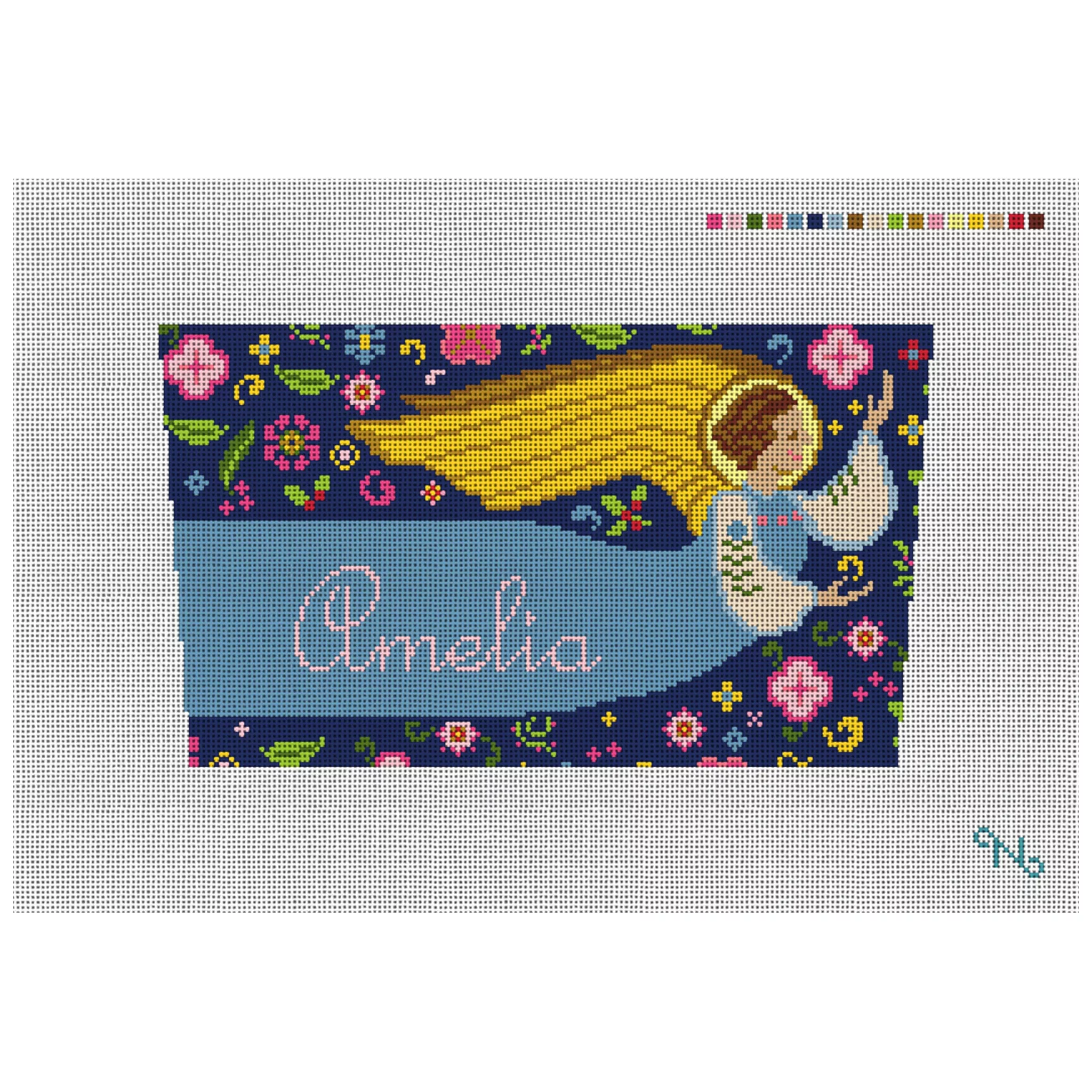 Folk Art Angel Stocking Cuff Needlepoint Kit
