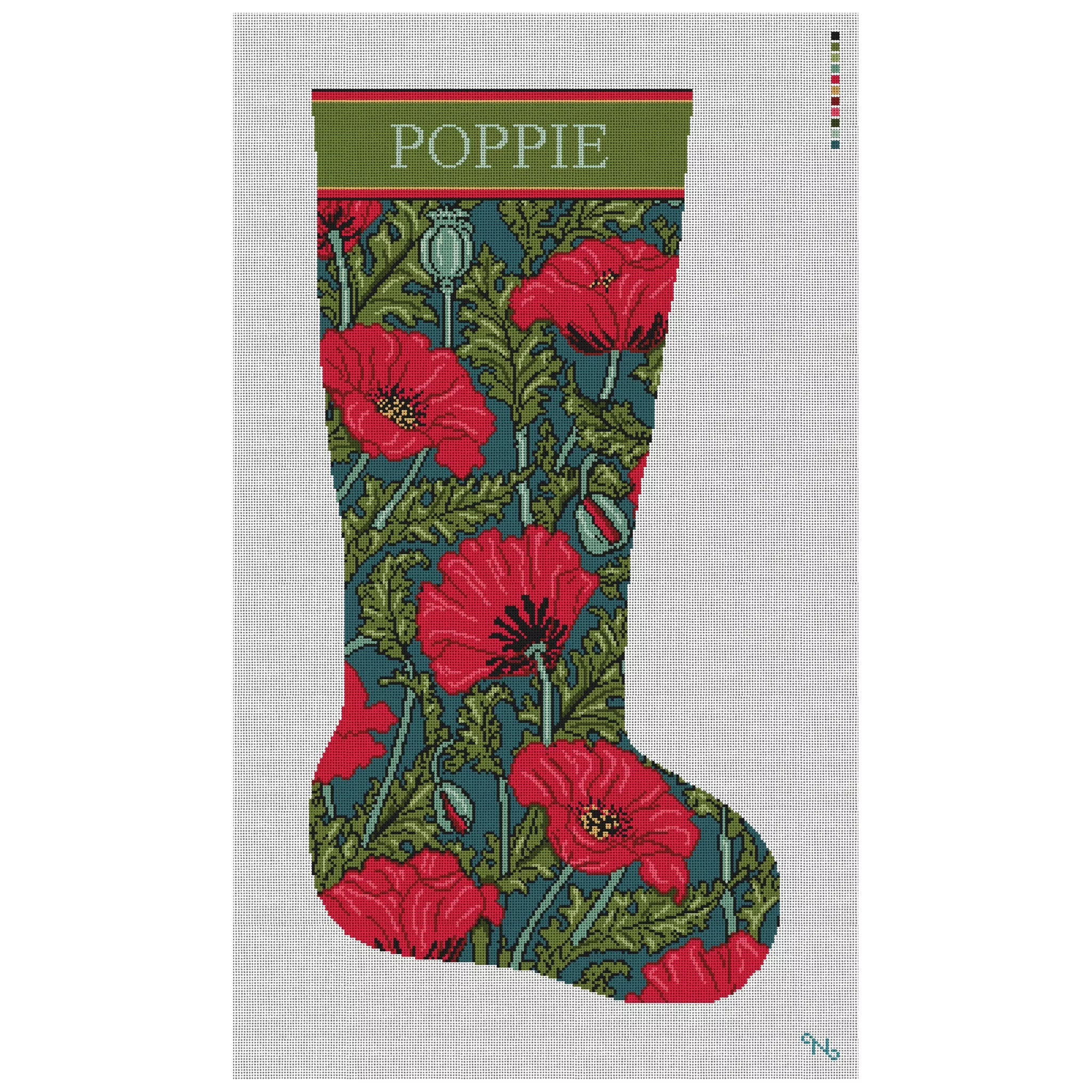 Garden Poppies Stocking Needlepoint Kit