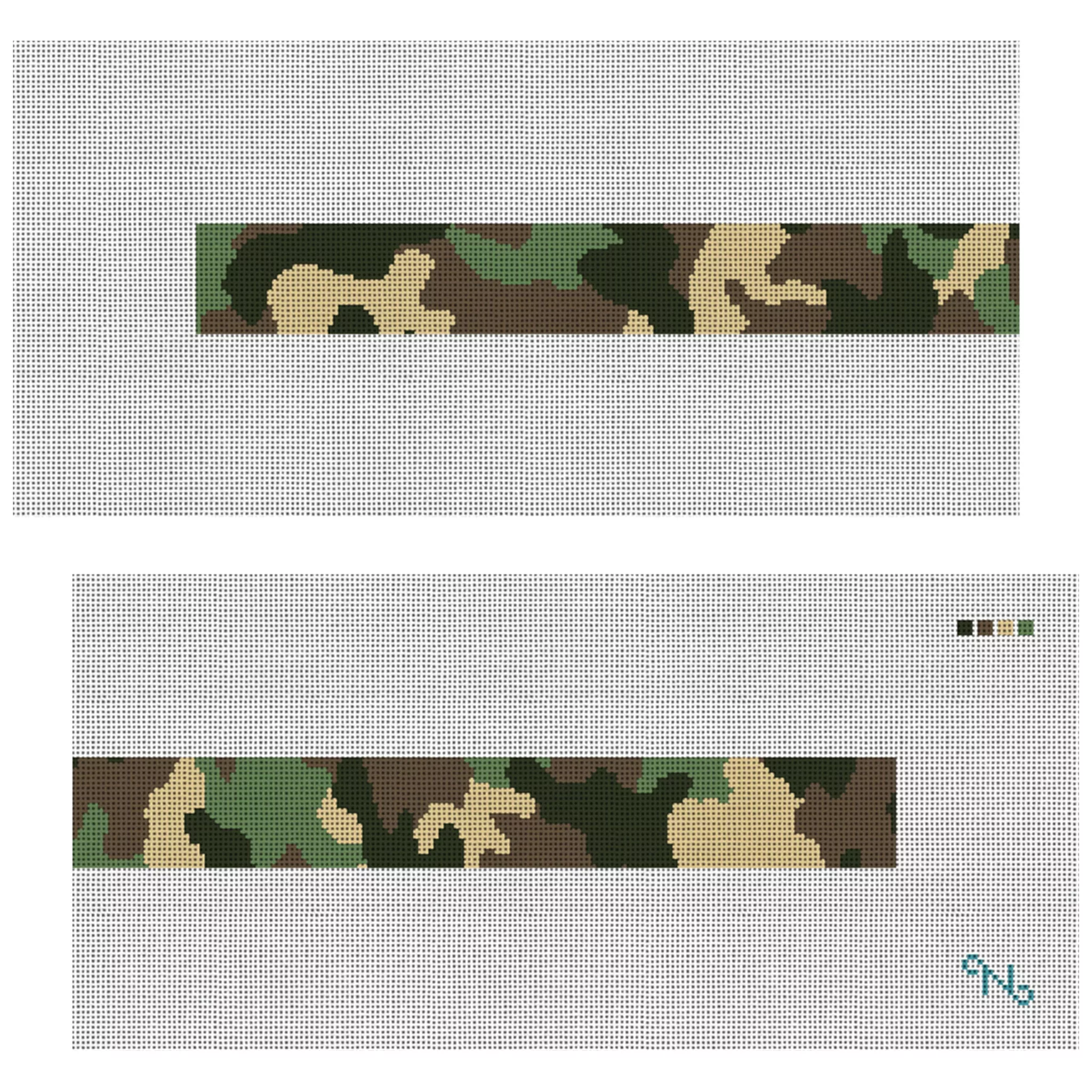 Green Camouflage Needlepoint Dog Collar Kit