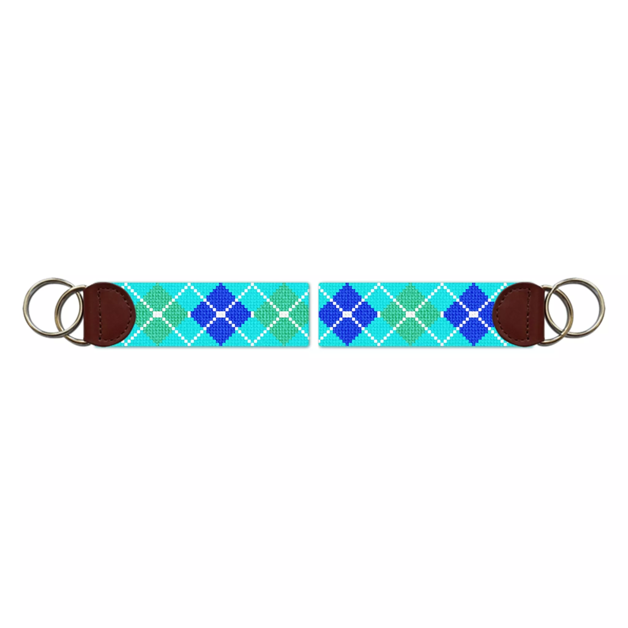 Harlequin Blue Needlepoint Key Fob