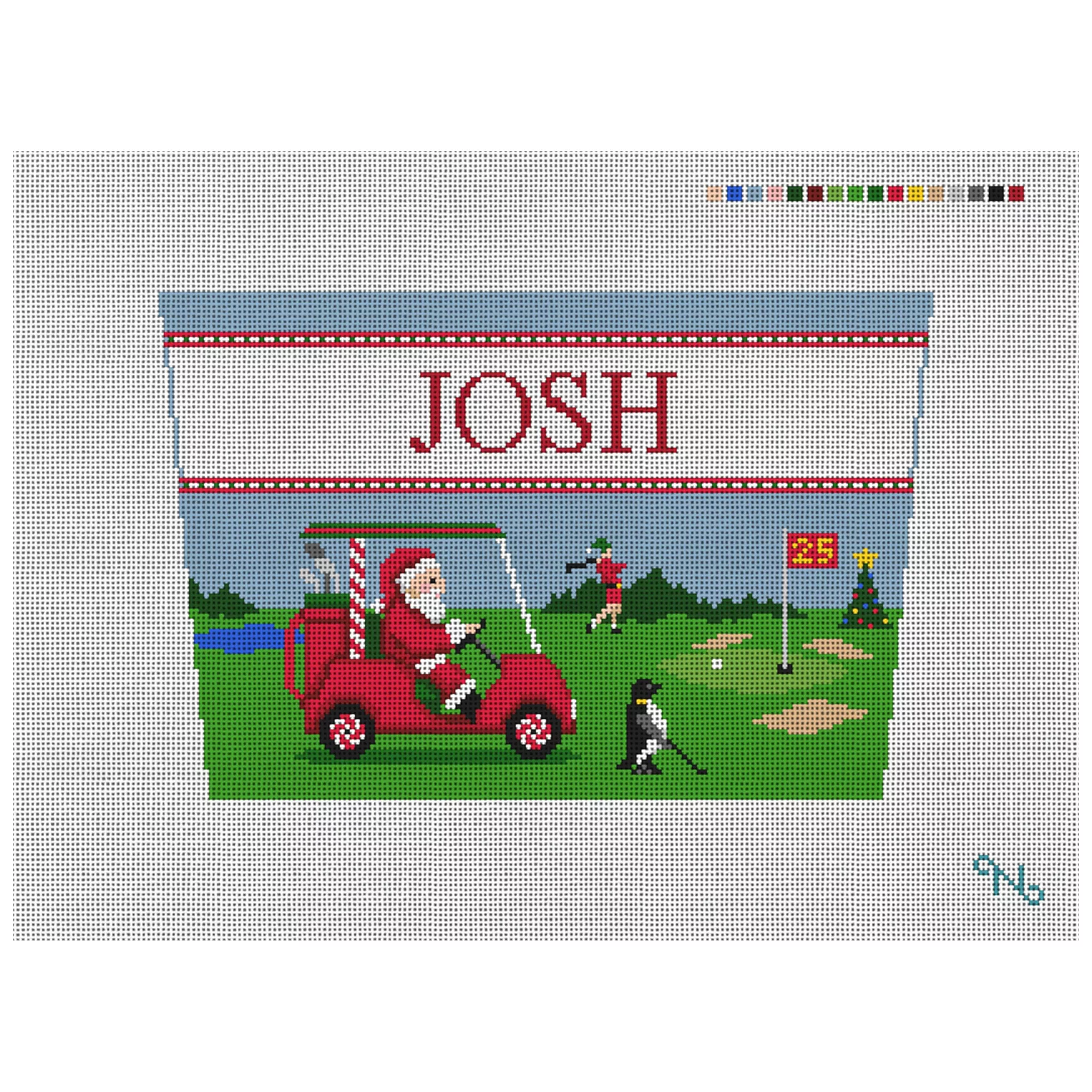 Holiday Golf Stocking Cuff Needlepoint Kit