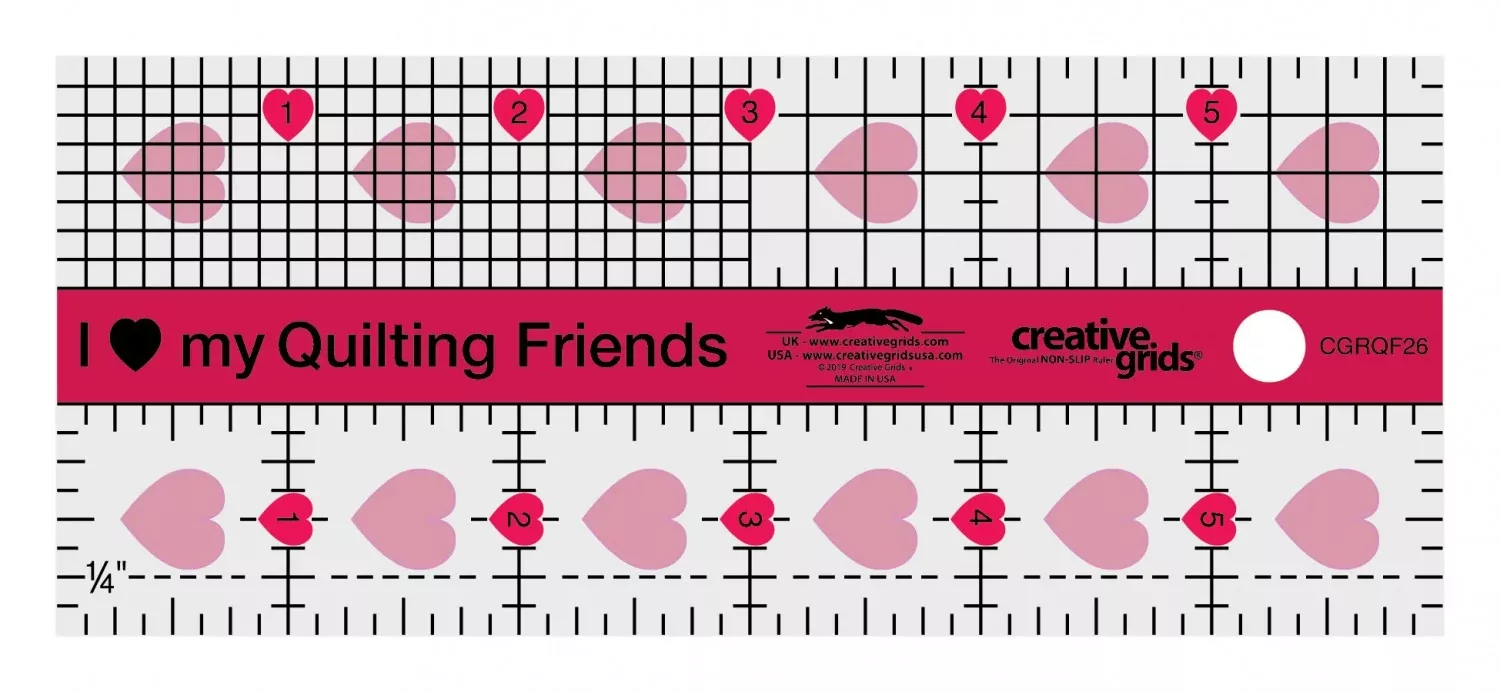 I Love My Quilt Friends Mini Rectangle Quilt Ruler 2-1/2in x 6inCGRQF26