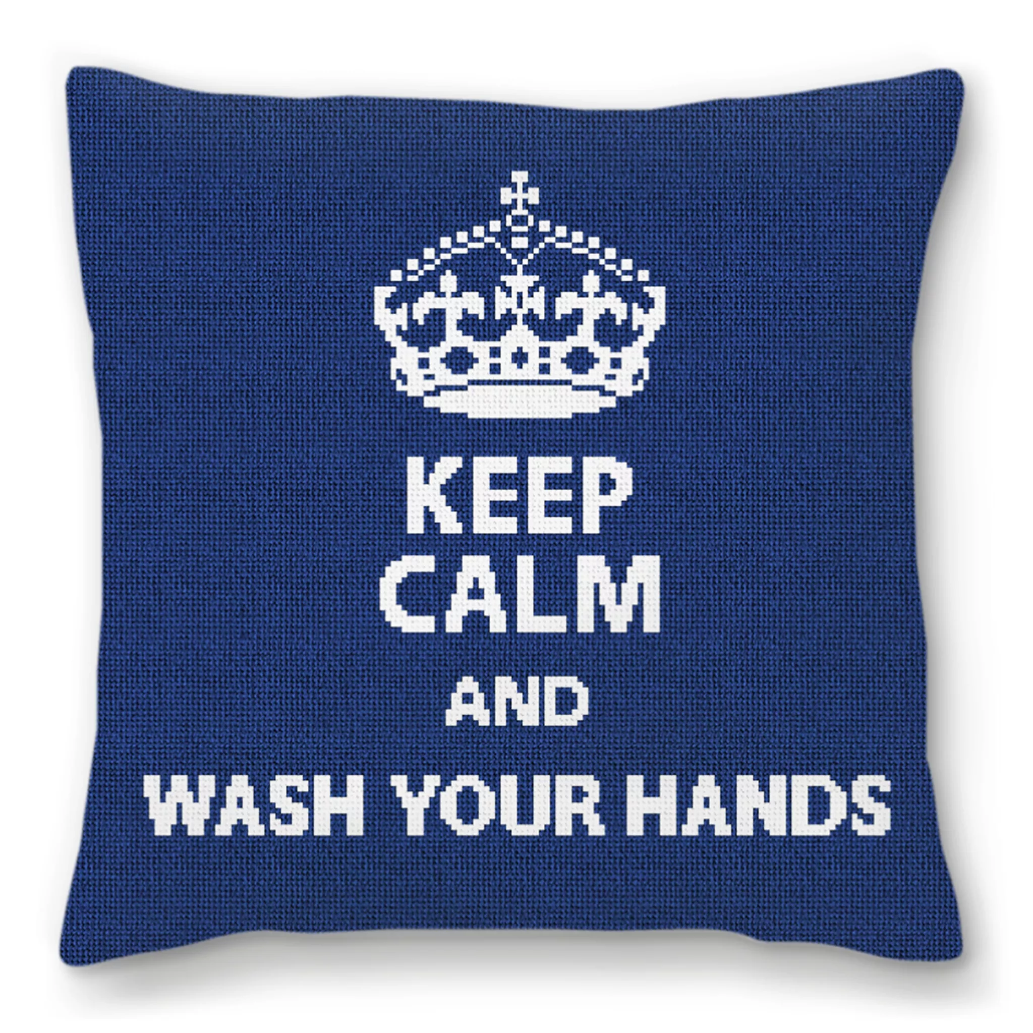Keep Calm Wash Hands Needlepoint Pillow
