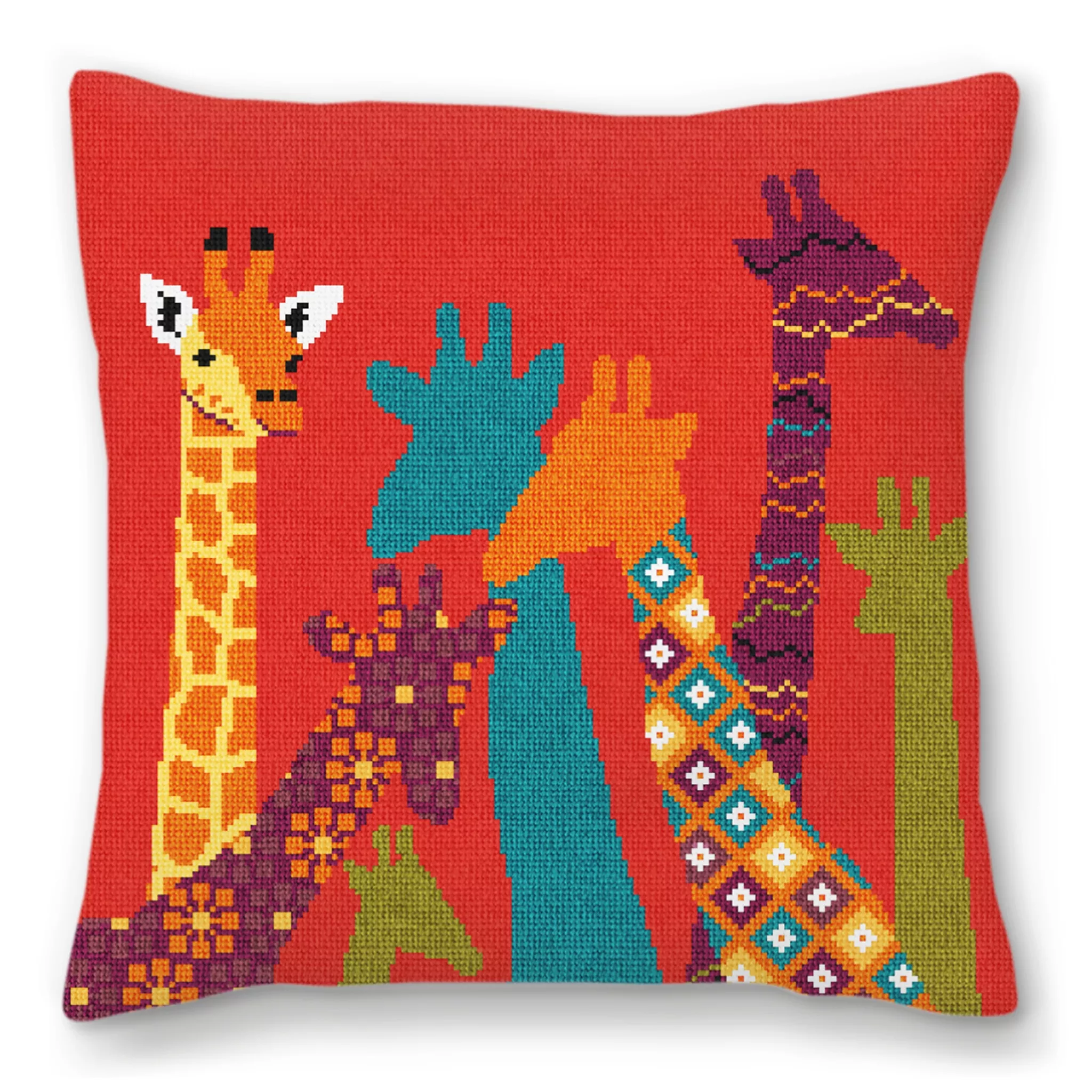 Kids Giraffe Needlepoint Pillow