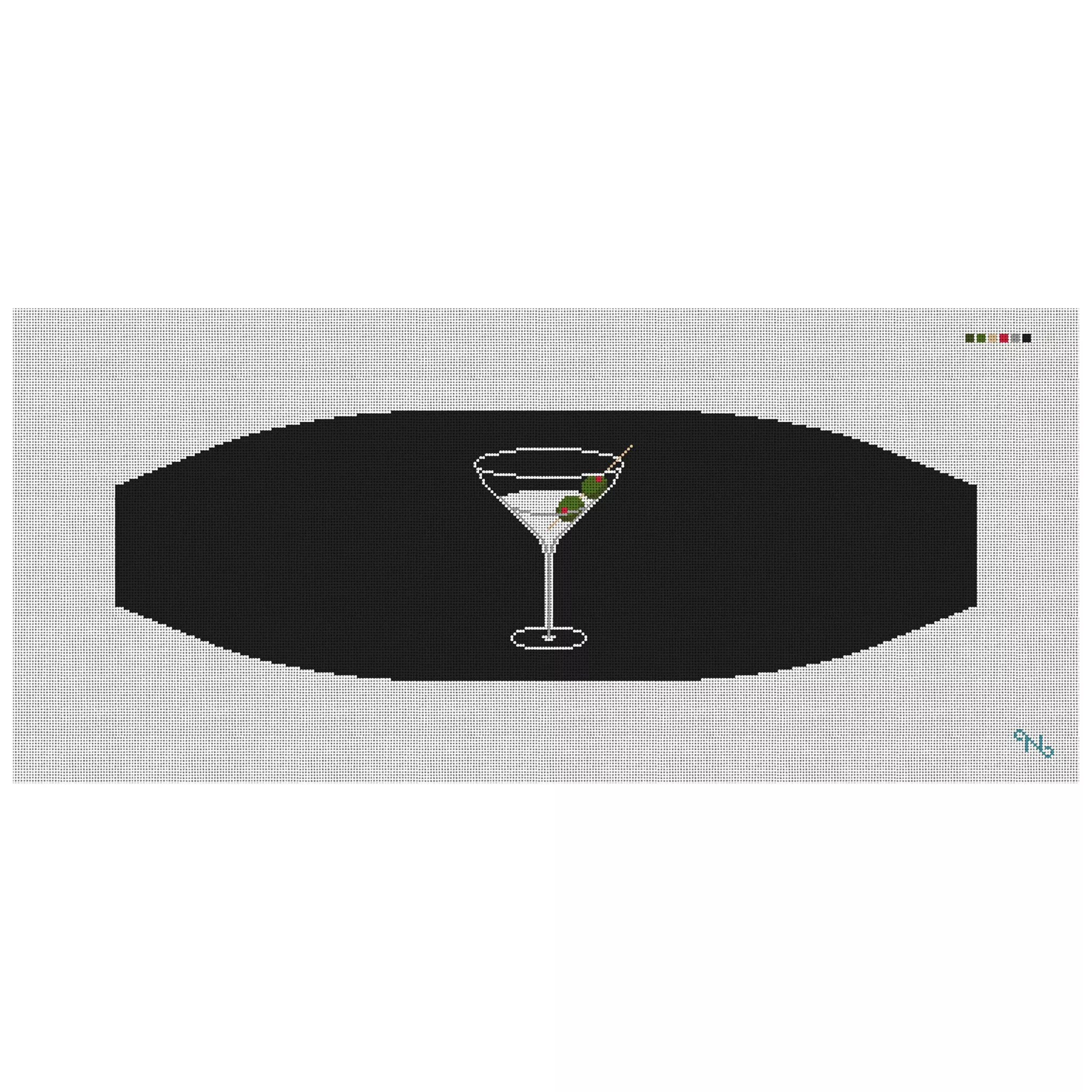 Martini Black Tie Cummerbund Needlepoint Kit