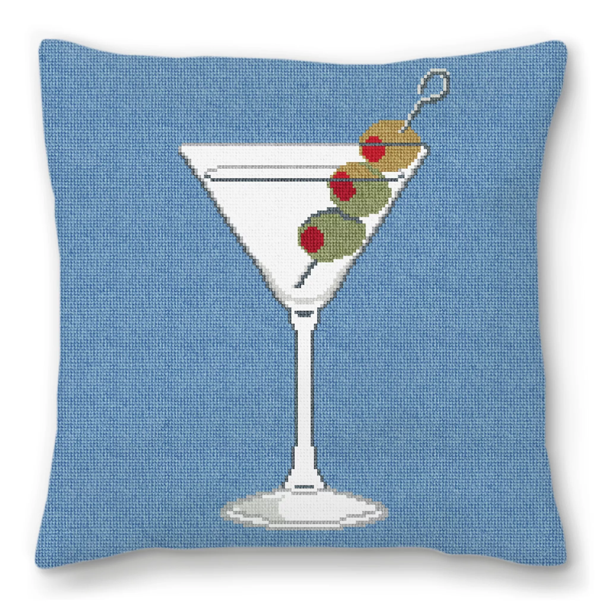 Marvelous Martini Needlepoint Pillow