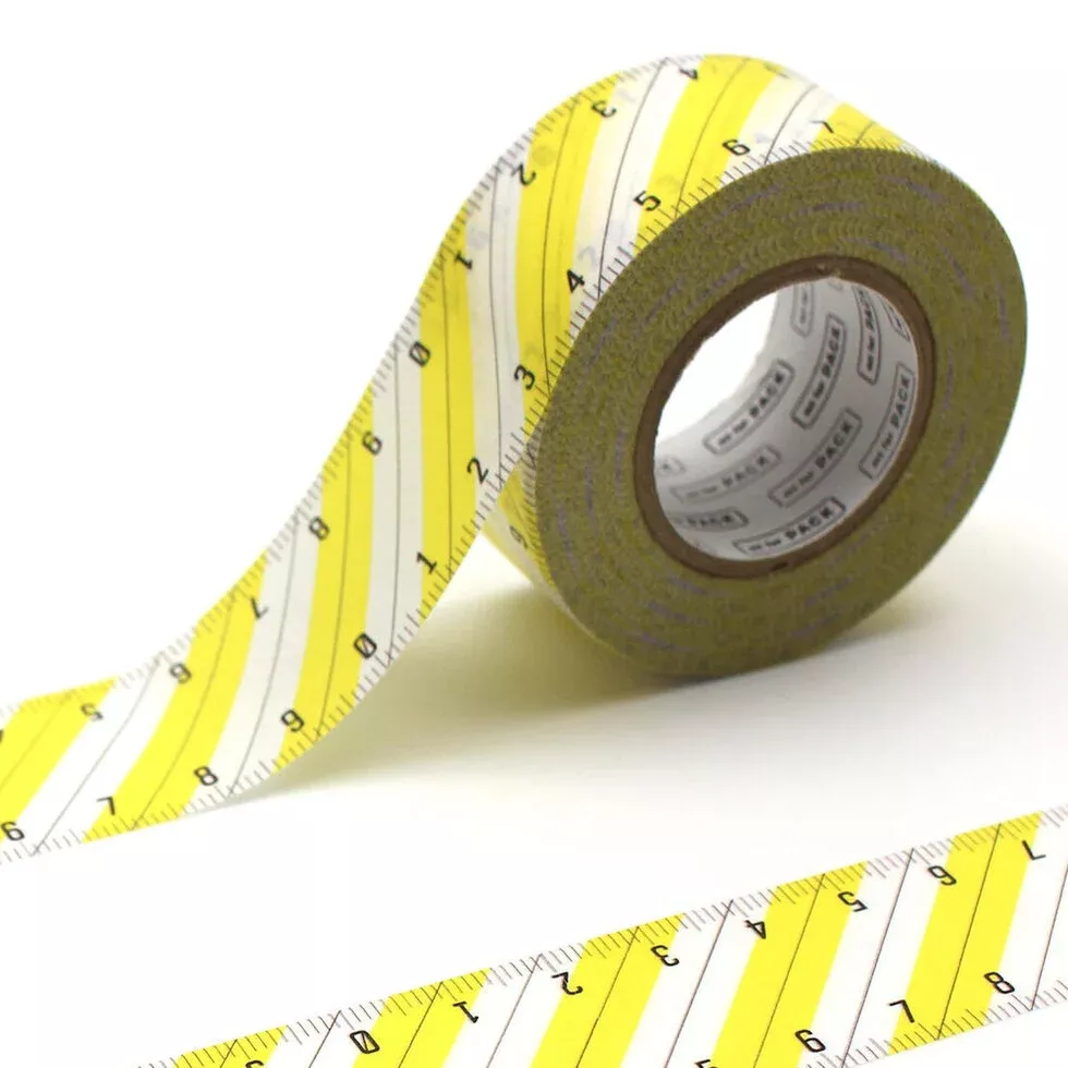mt Pack Japanese Washi Tape - Yellow Striped Ruler
