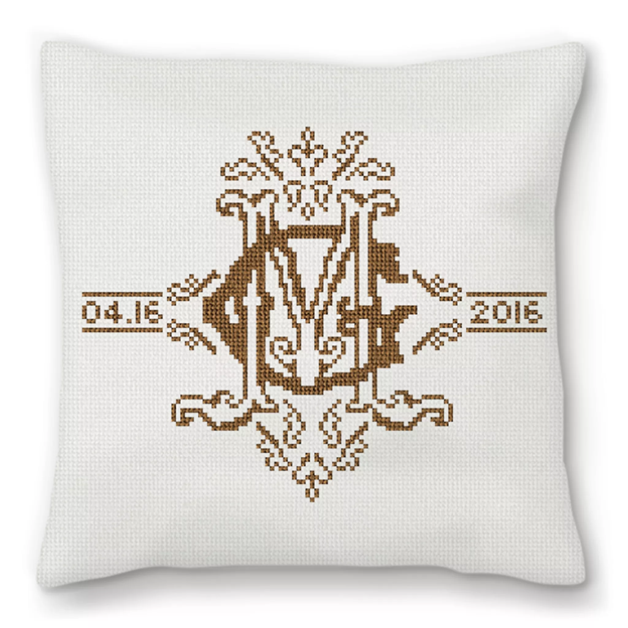 Ornate Monogram Needlepoint Pillow