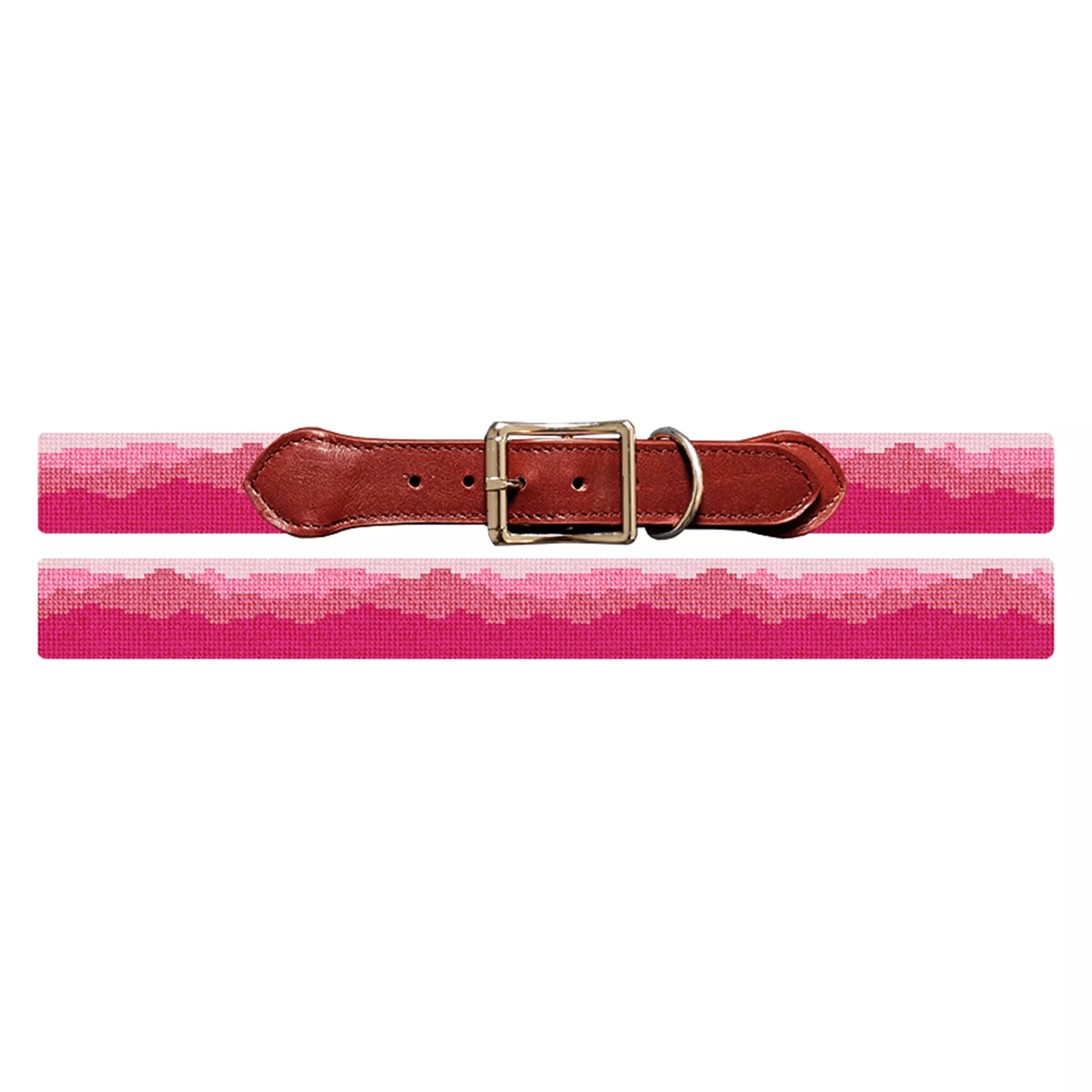 Pink Mountain Needlepoint Dog Collar