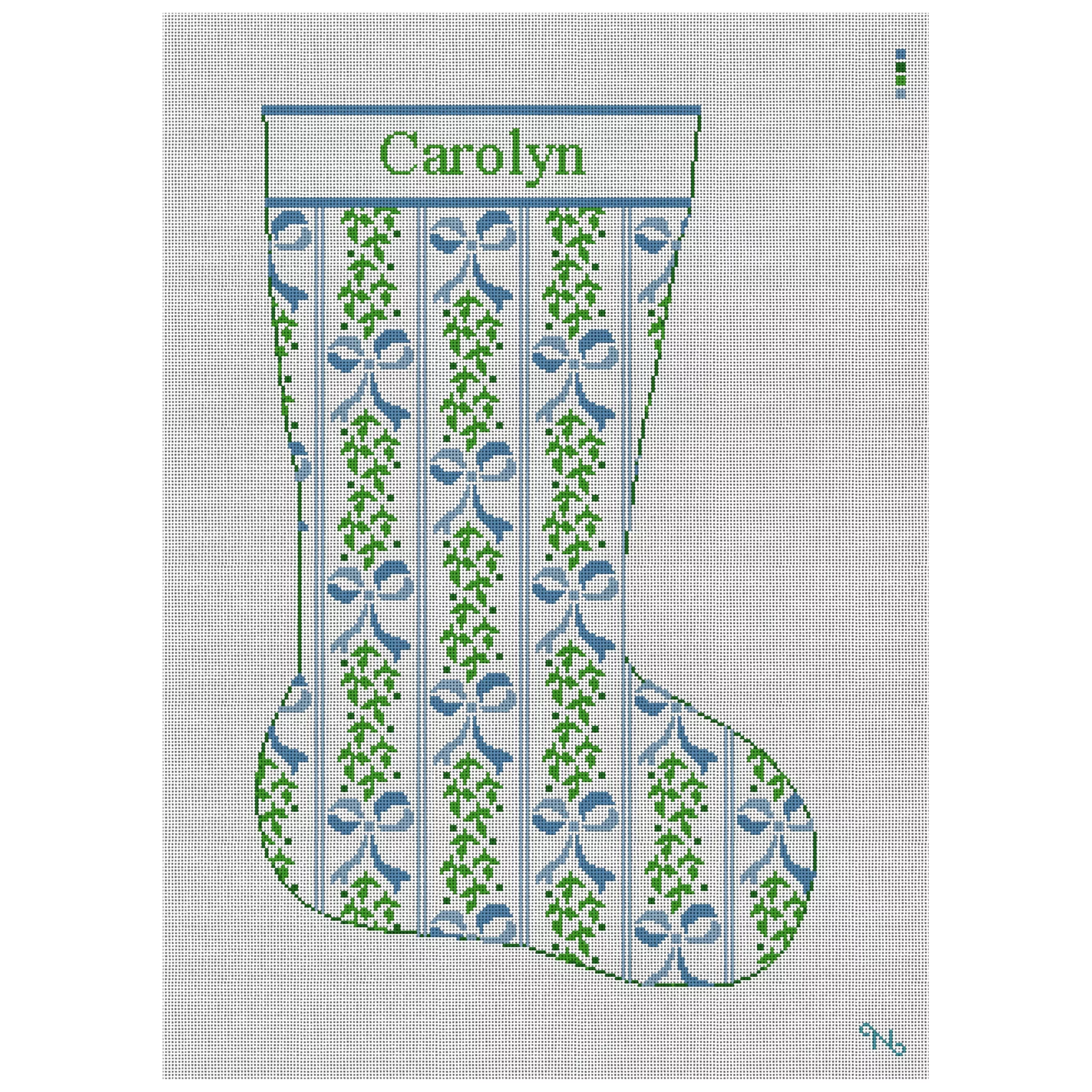 Pinstripe Bows Stocking Needlepoint Kit