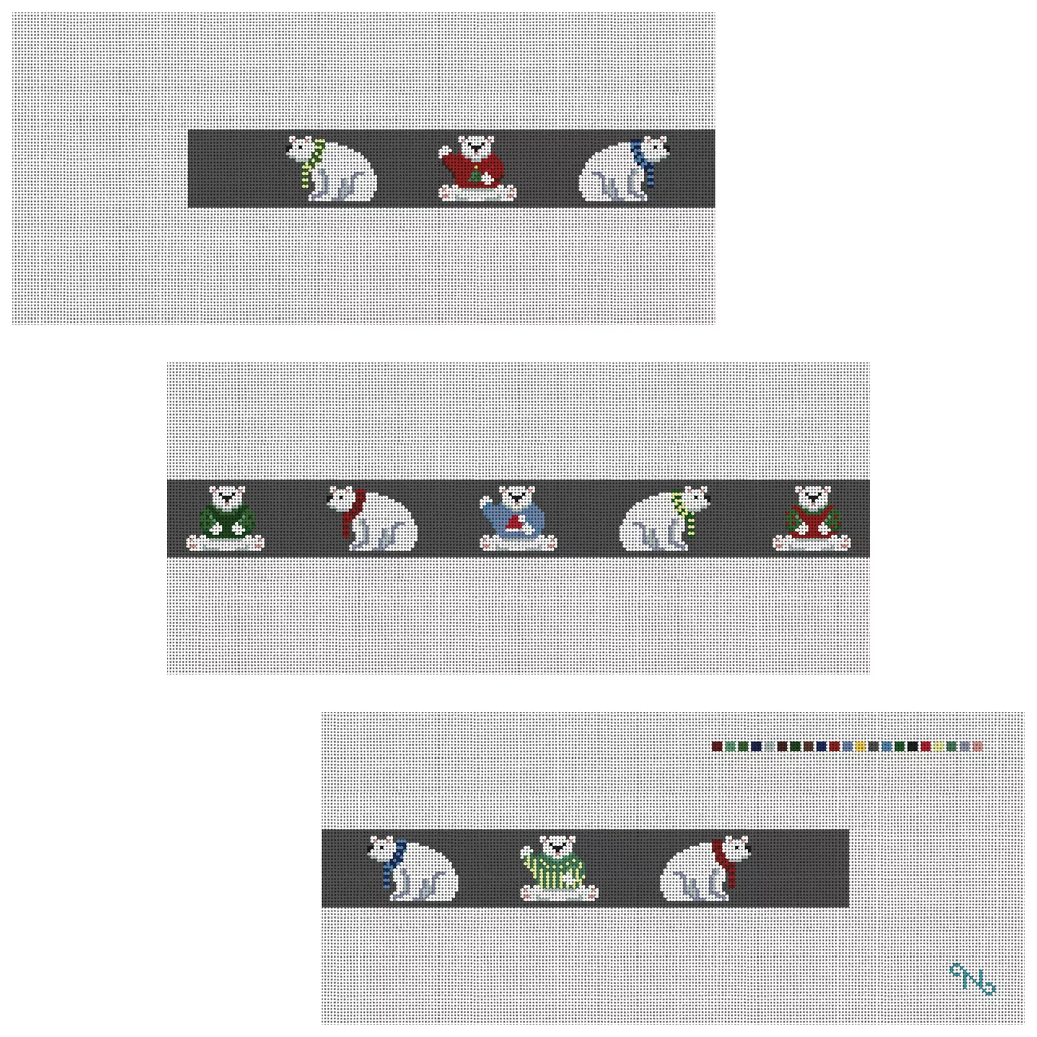 Polar Bear Christmas Charm Needlepoint Belt Kit