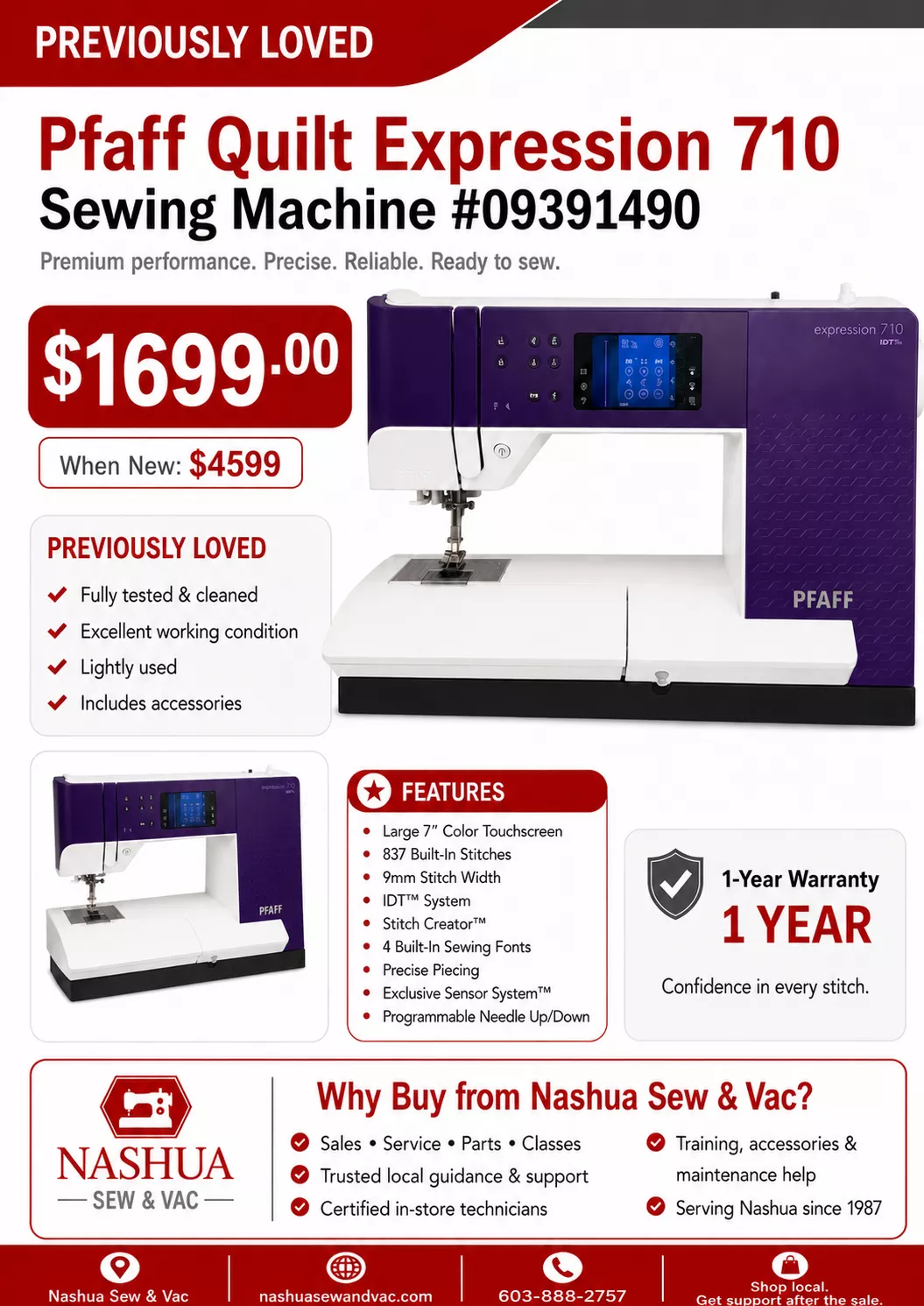 “Previously Loved” Pfaff Quilt Expression 710 Sewing Machine #09391490