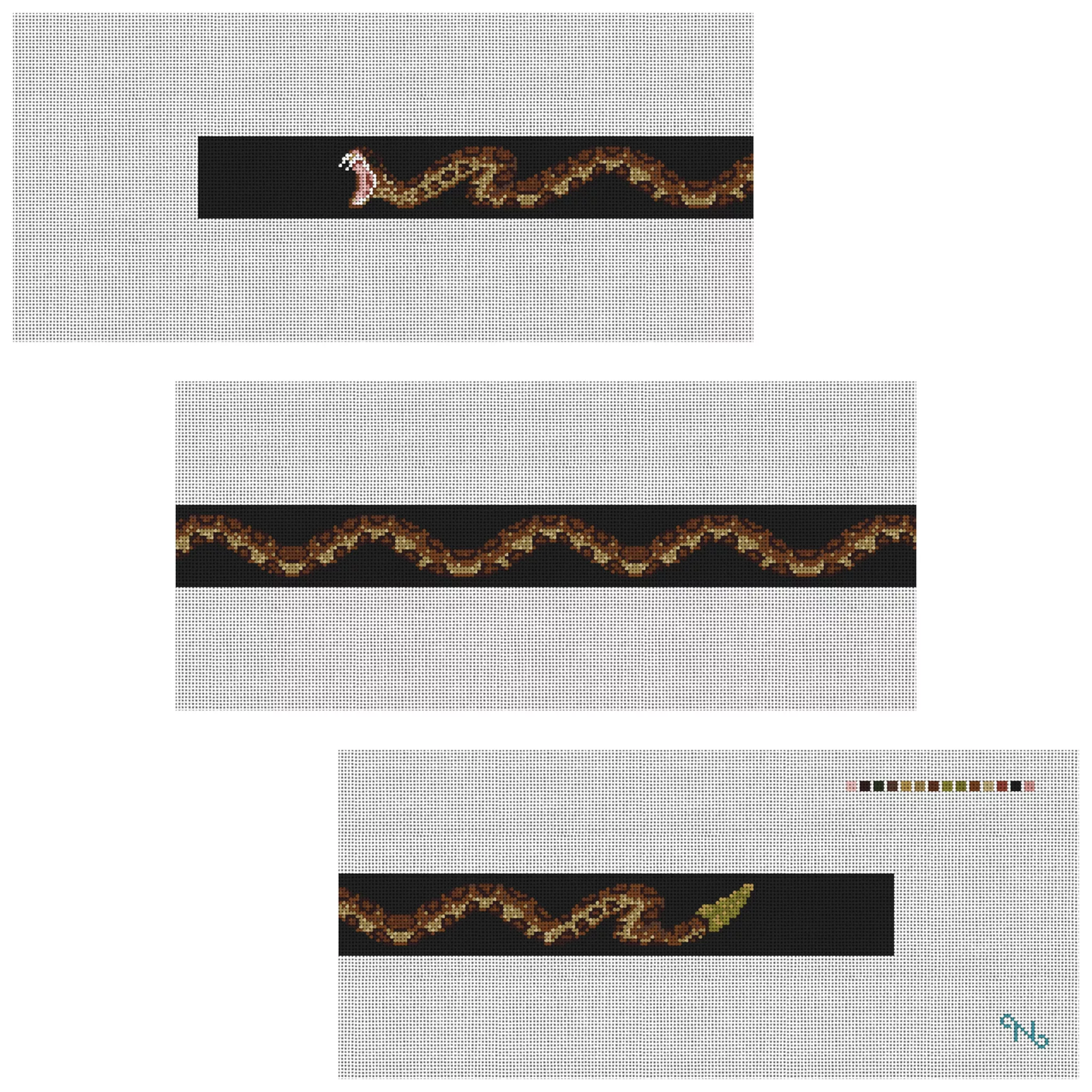 Rattlesnake Black Needlepoint Belt Kit