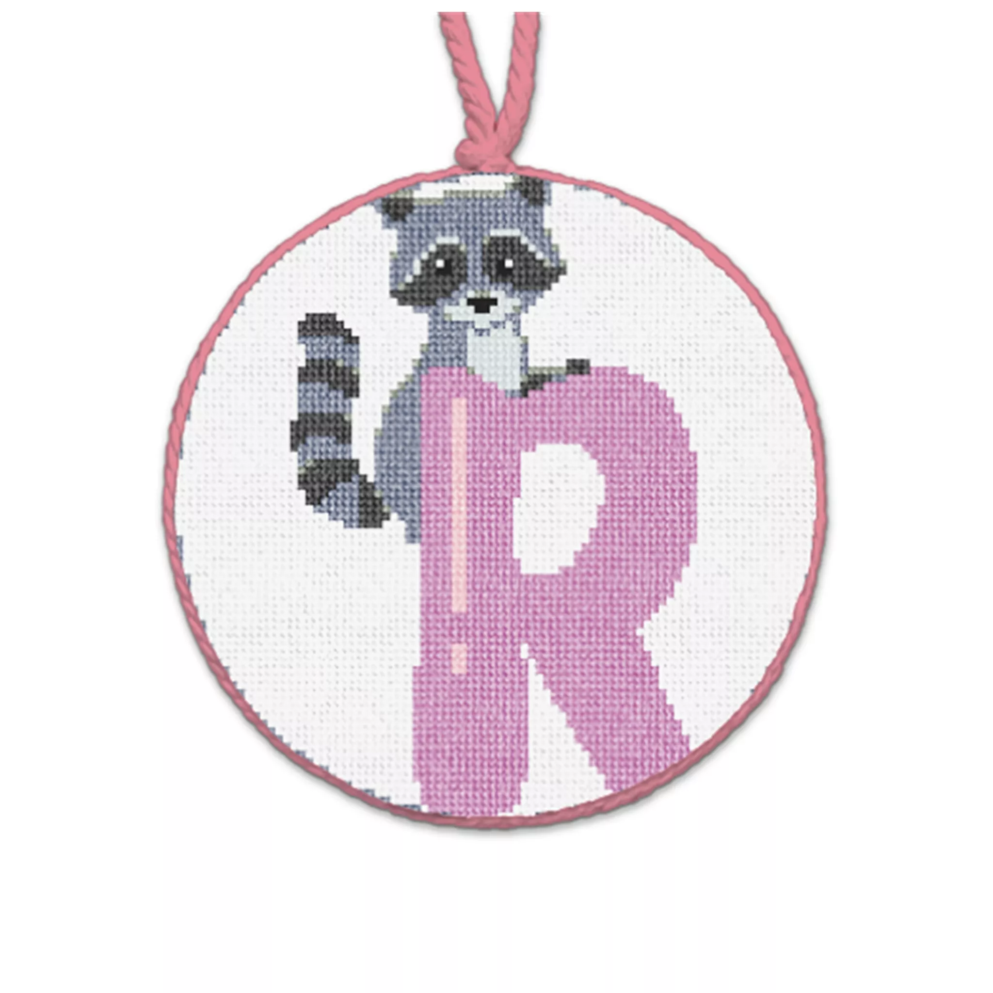 Regal Raccoon Needlepoint Ornament