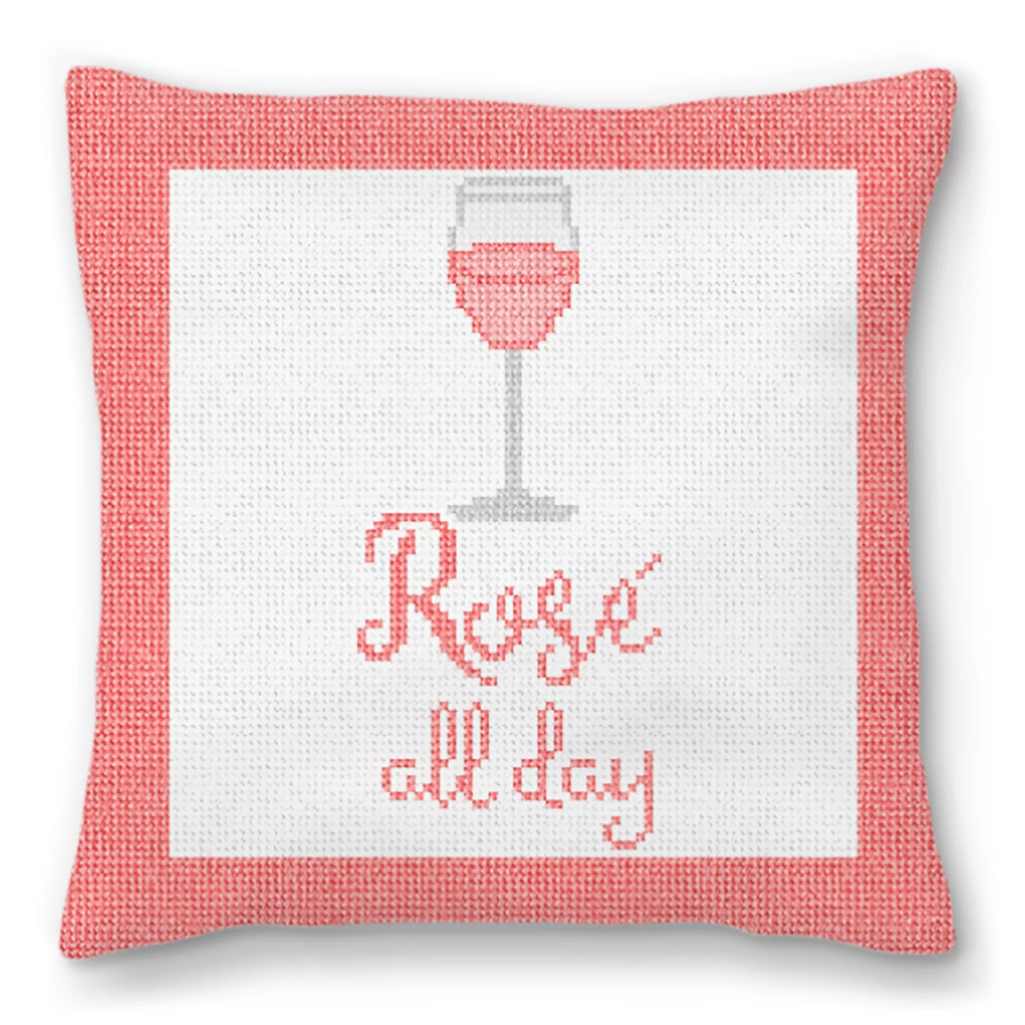 Rosé All Day Needlepoint Pillow